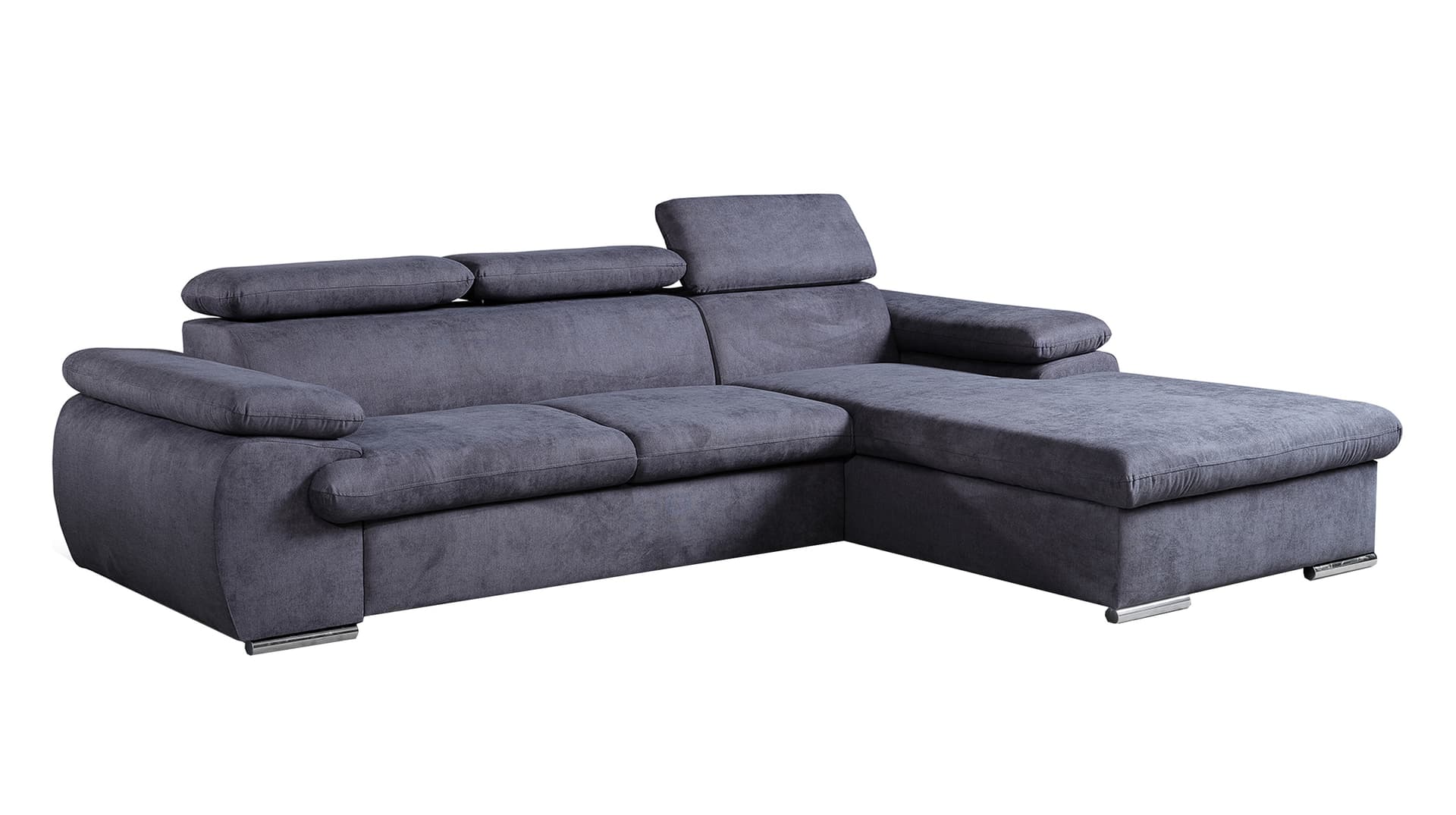 Ecksofa mit Schlaffunktion Bettkasten grau 284 x 196 cm - COAL