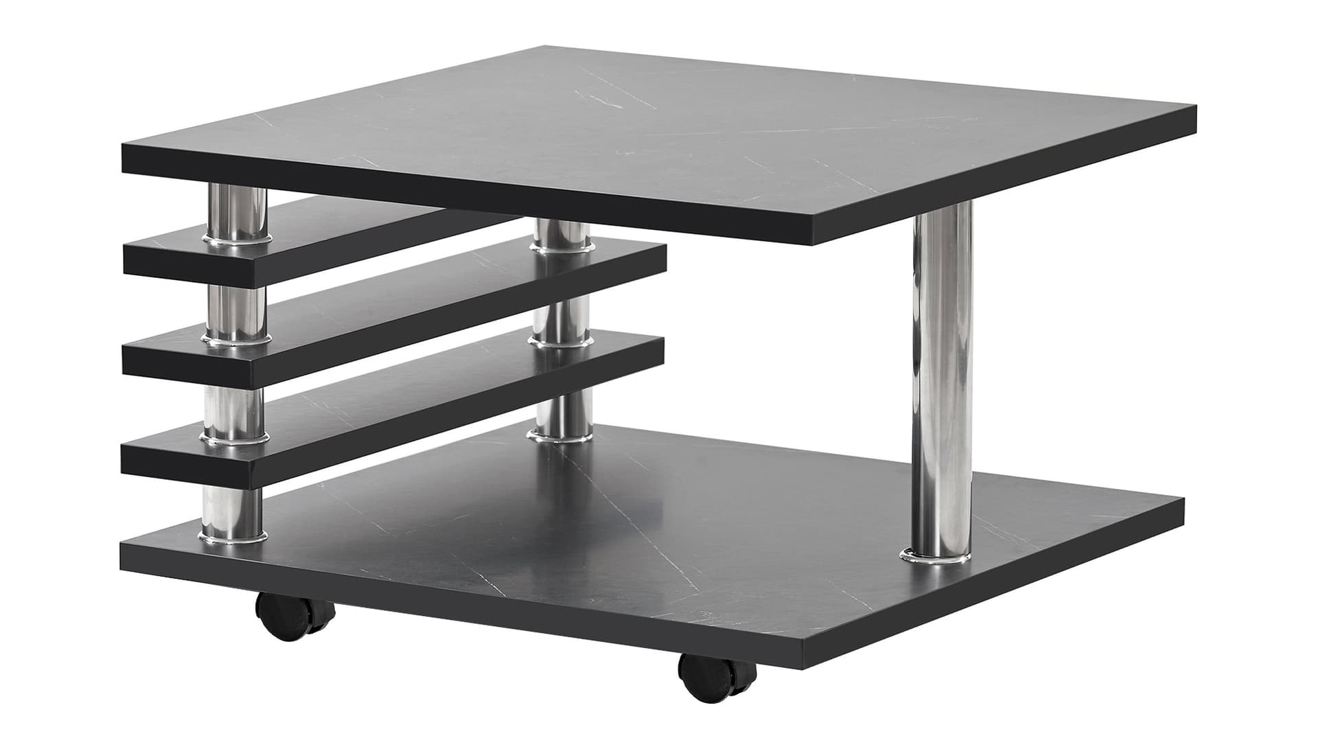 Couchtisch schwarz 65 x 65 cm Marmoroptik - ALVARO