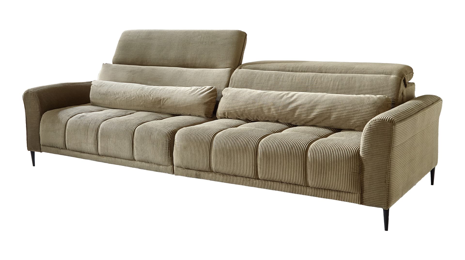 Big Sofa Cord grün mit Nosagunterfederung 280 cm - LOGAN