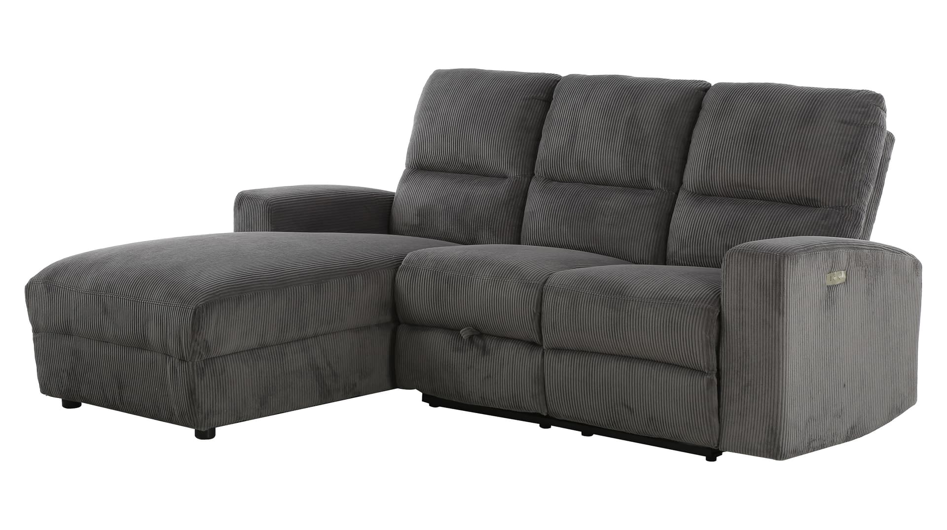 Ecksofa Cord grau 216 x 156 cm Relaxfunktion Federkern - PALINA