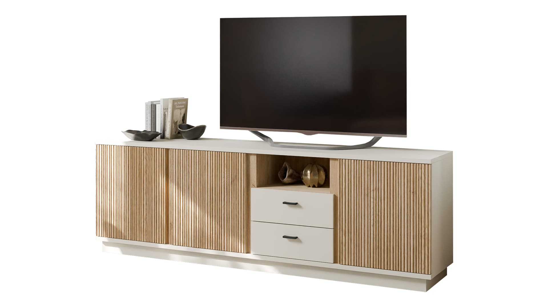 TV - Lowboard Beige-Kaschmir - Eiche - 200 cm TV-Board - MOSANO