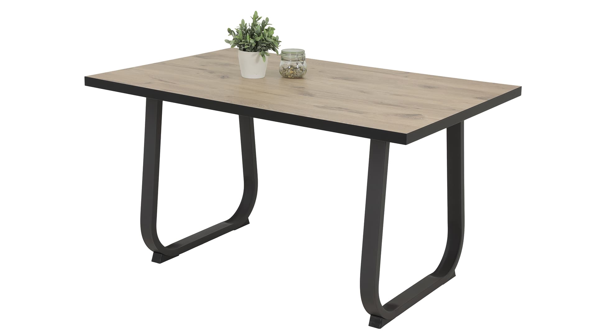 Esstisch 140 x 90 cm - Viking Oak Eiche - Metallkufen - LUISE