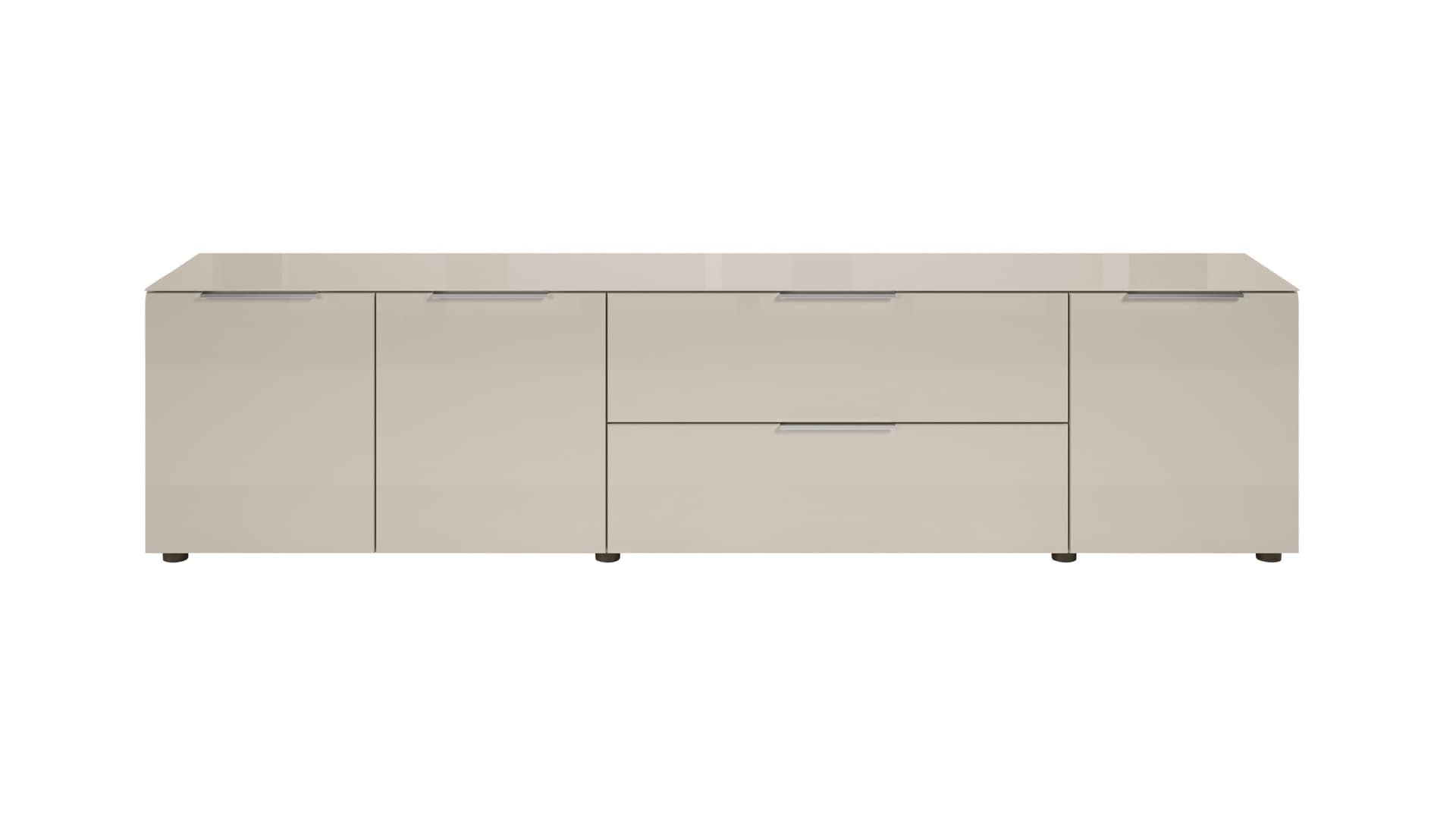 TV-Lowboard Beige-Kaschmir - Glas - 226 cm - SANTORIN