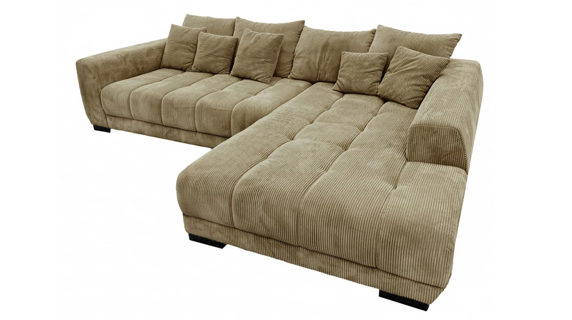 Ecksofa Cord grün elektrisch ausfahrbar 300 cm - OT rechts - ARTEMIS