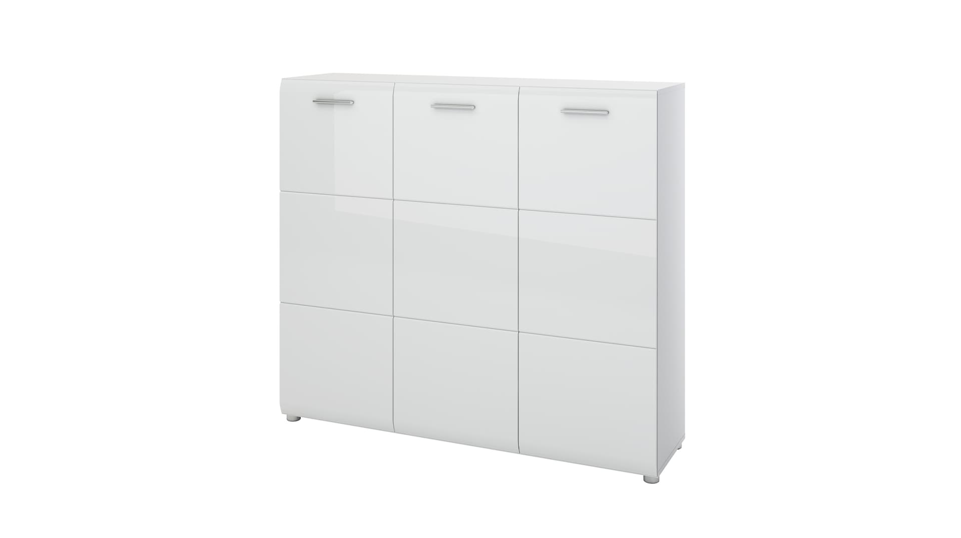 Schuhschrank weiß hochglanz 135 cm x 120 cm - MERANO