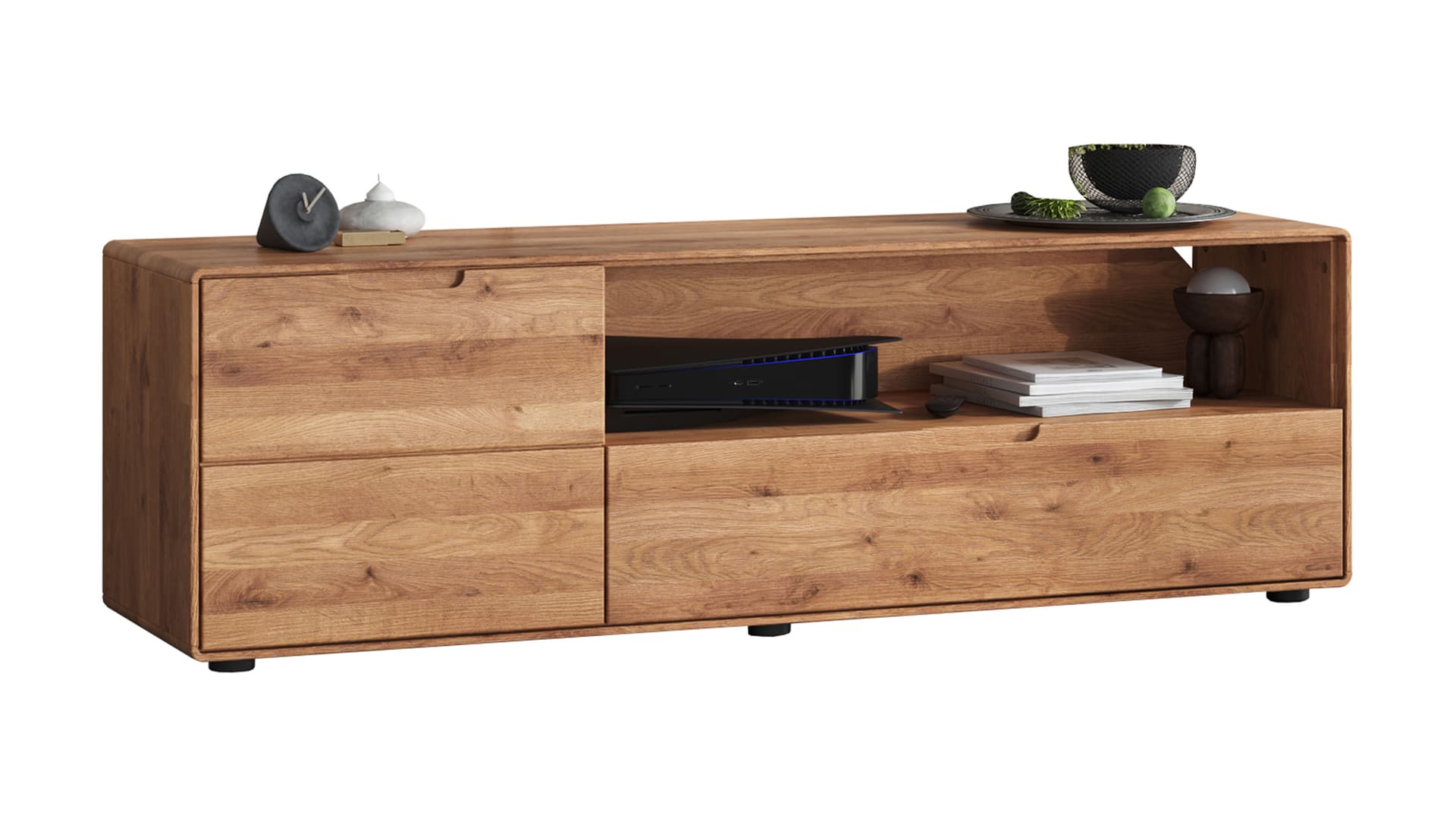 TV - Lowboard Wildeiche massiv geölt 149 cm - montiert - LUCAS