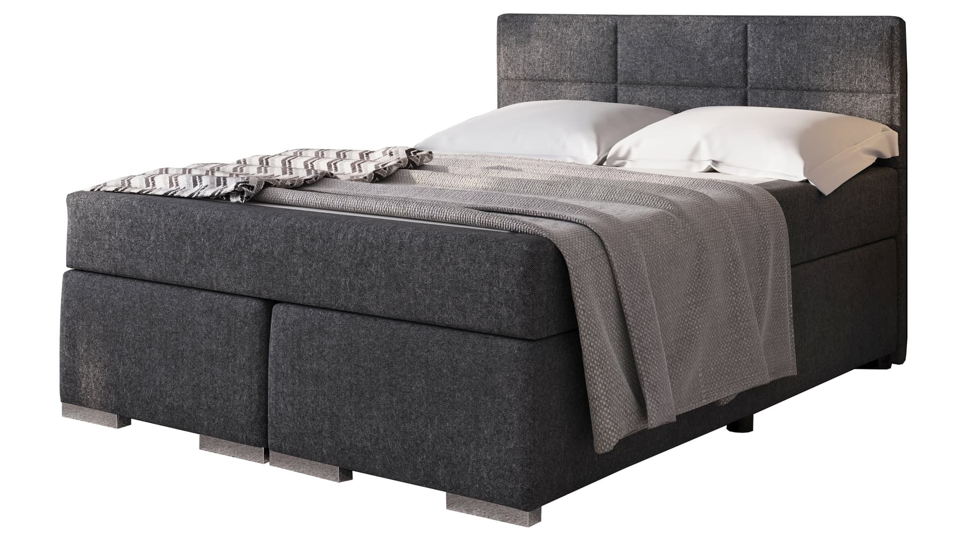 Boxbett 180 x 200 cm grau mit Stoffbezug - Modell ONE