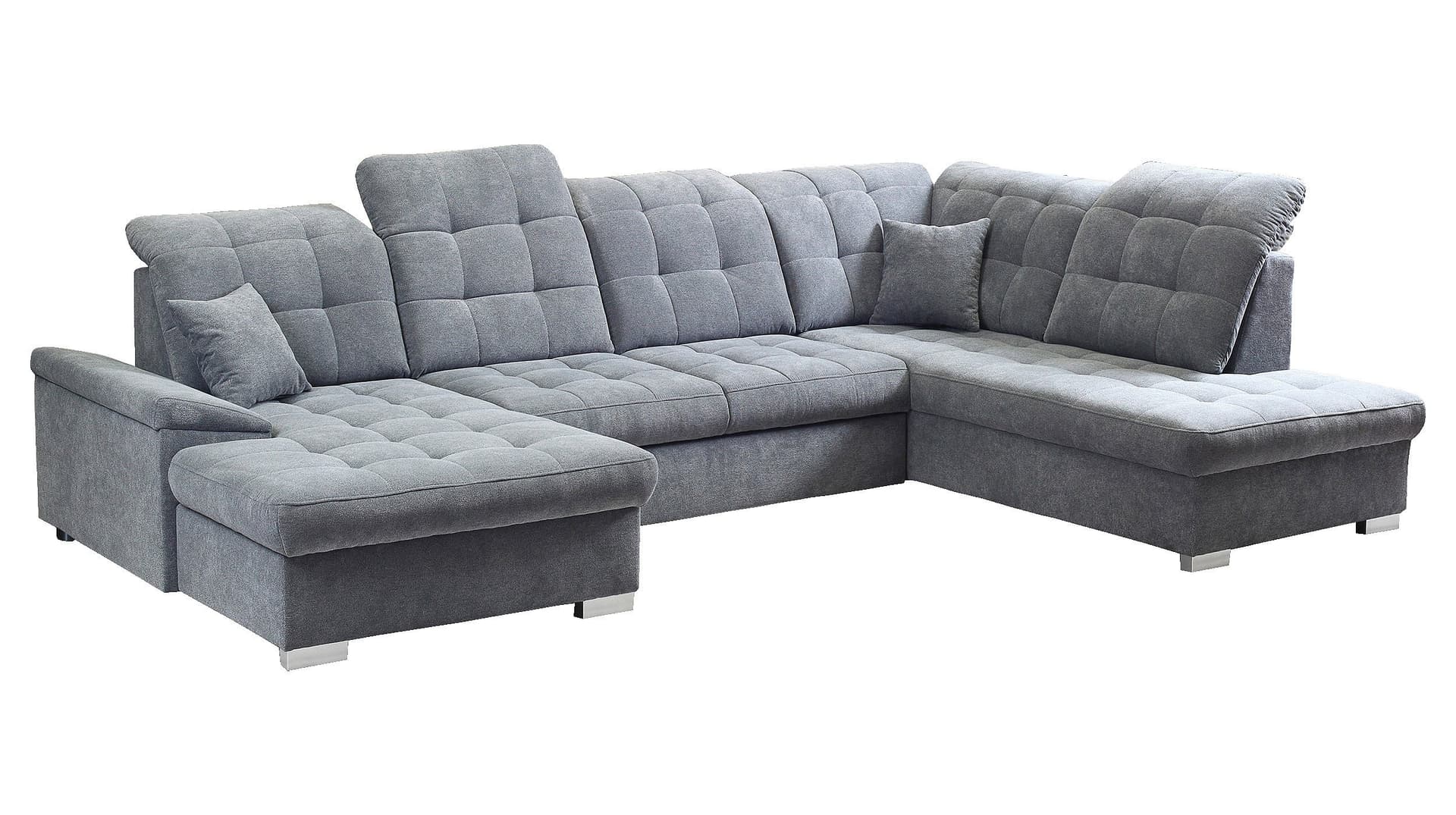 Wohnlandschaft Schlaffunktion grau - 330 cm - Bettkasten - NICOLE