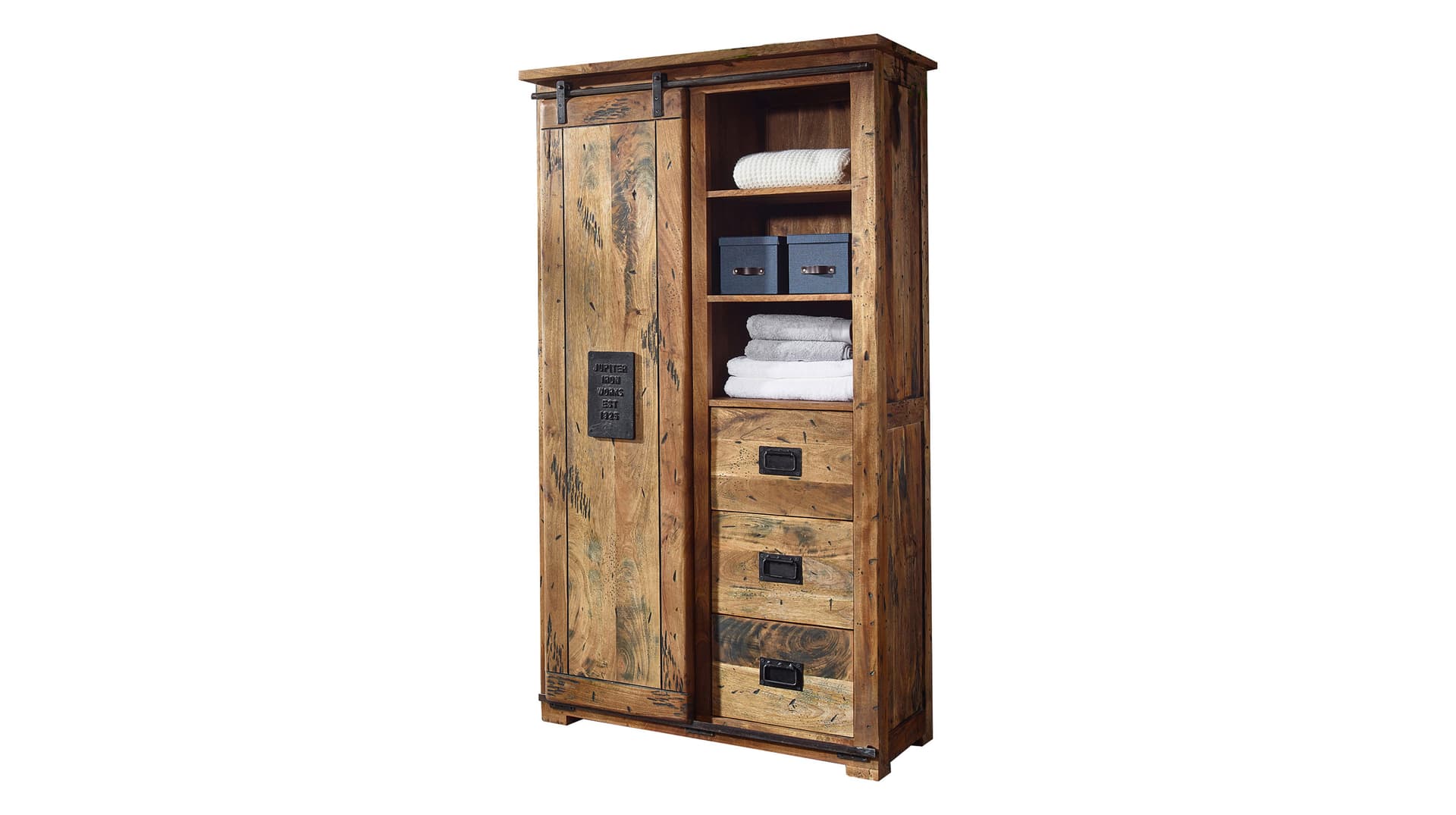 Garderobenschrank 1 Rolltür Mango massiv 100 cm - EMANUEL