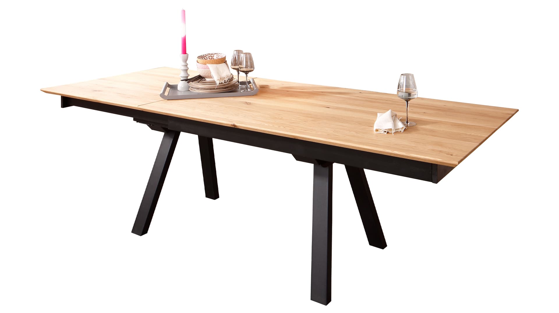 Esstisch Massivholztisch 160 cm ausziehbar Wildeiche - HEDDA