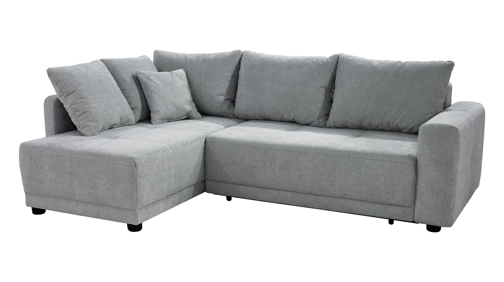 Ecksofa grau Schlaffunktion und Bettkasten 248 x 171 cm - BRAVINO