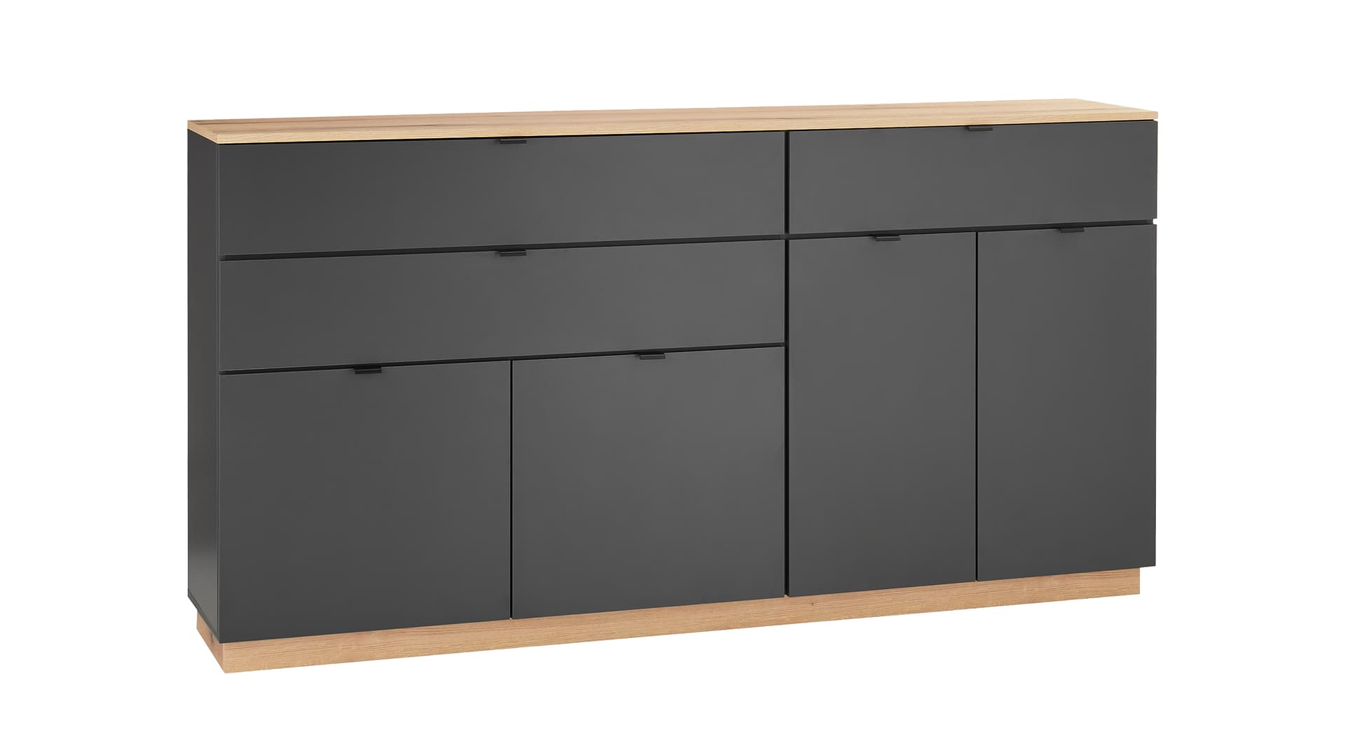 Sideboard mit 3 Schubladen anthrazit - Eiche 191 cm - VINCE