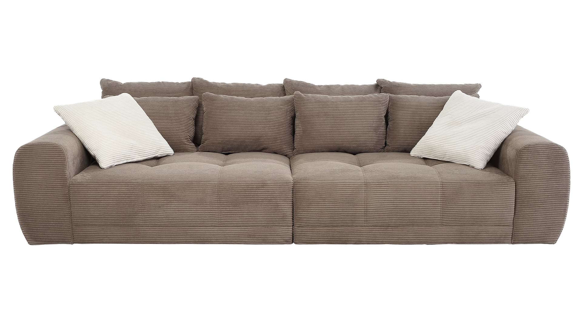 Big Sofa Cord taupe - 308 cm - Federkern - JANNI