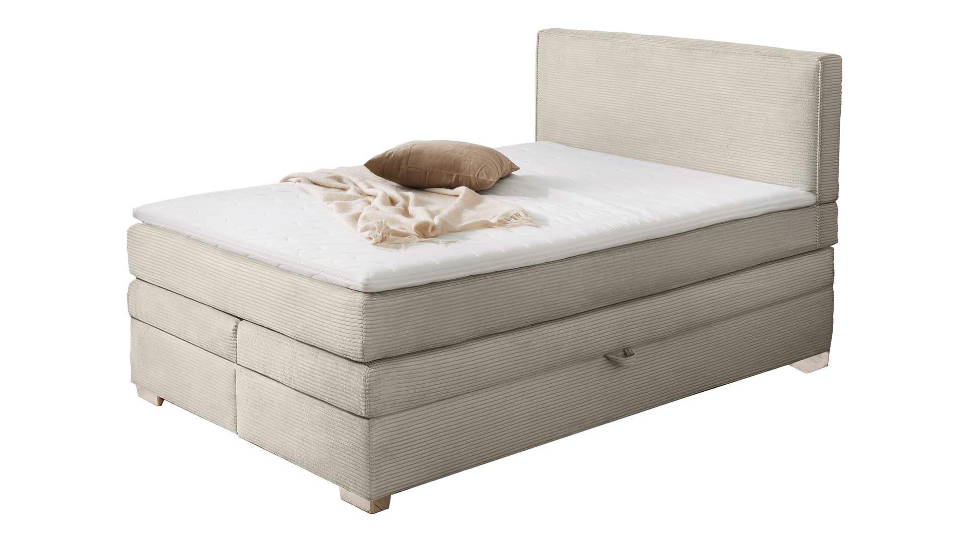 Boxspringbett Cord 140 x 200 cm Bettkasten grau-beige - ARABELLA