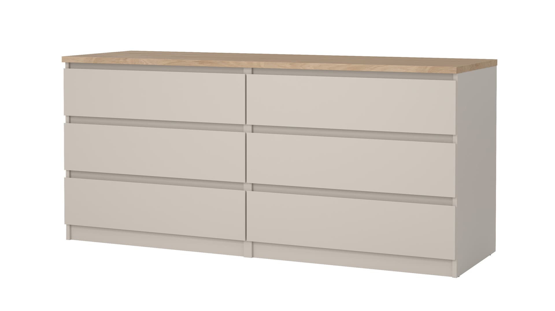 Kommode 6 Schubladen Beige-Kaschmir Jackson Hickory 154 cm - NAIA