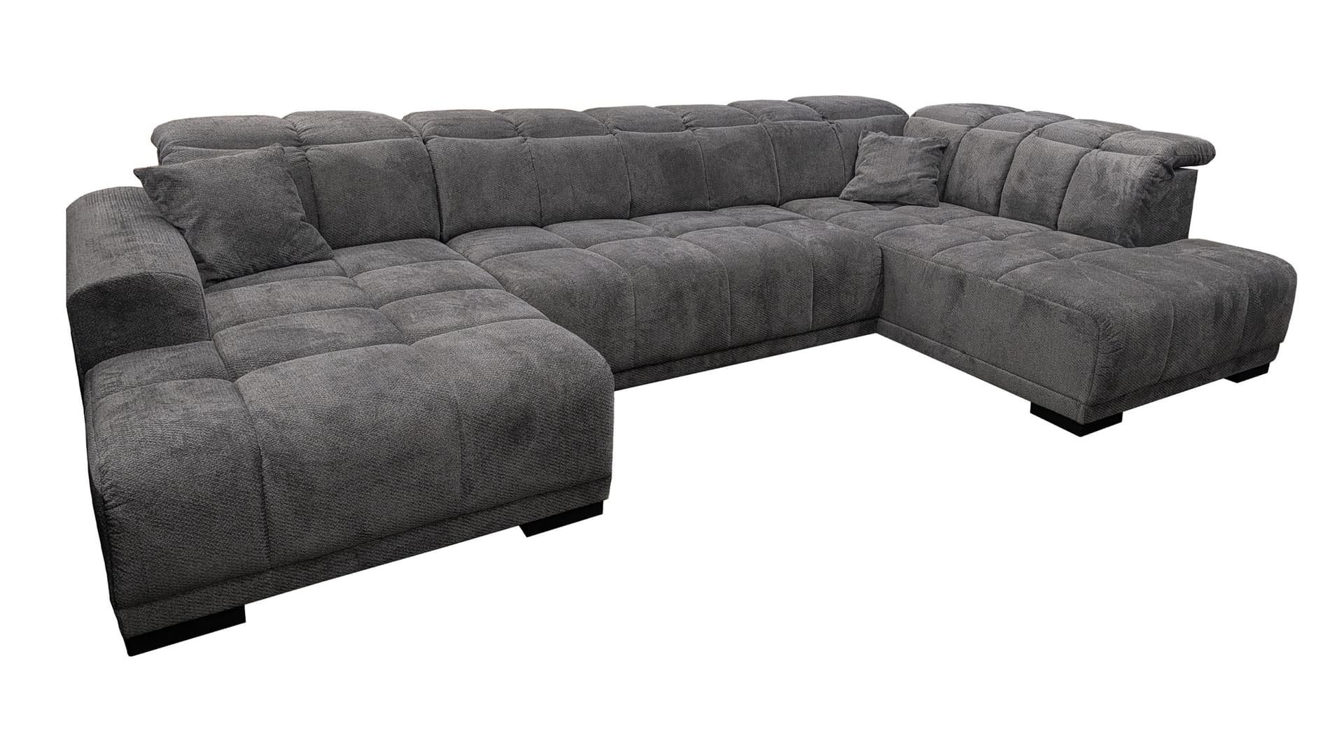 Wohnlandschaft grau elektrisch ausfahrbar 355 cm - TABOS
