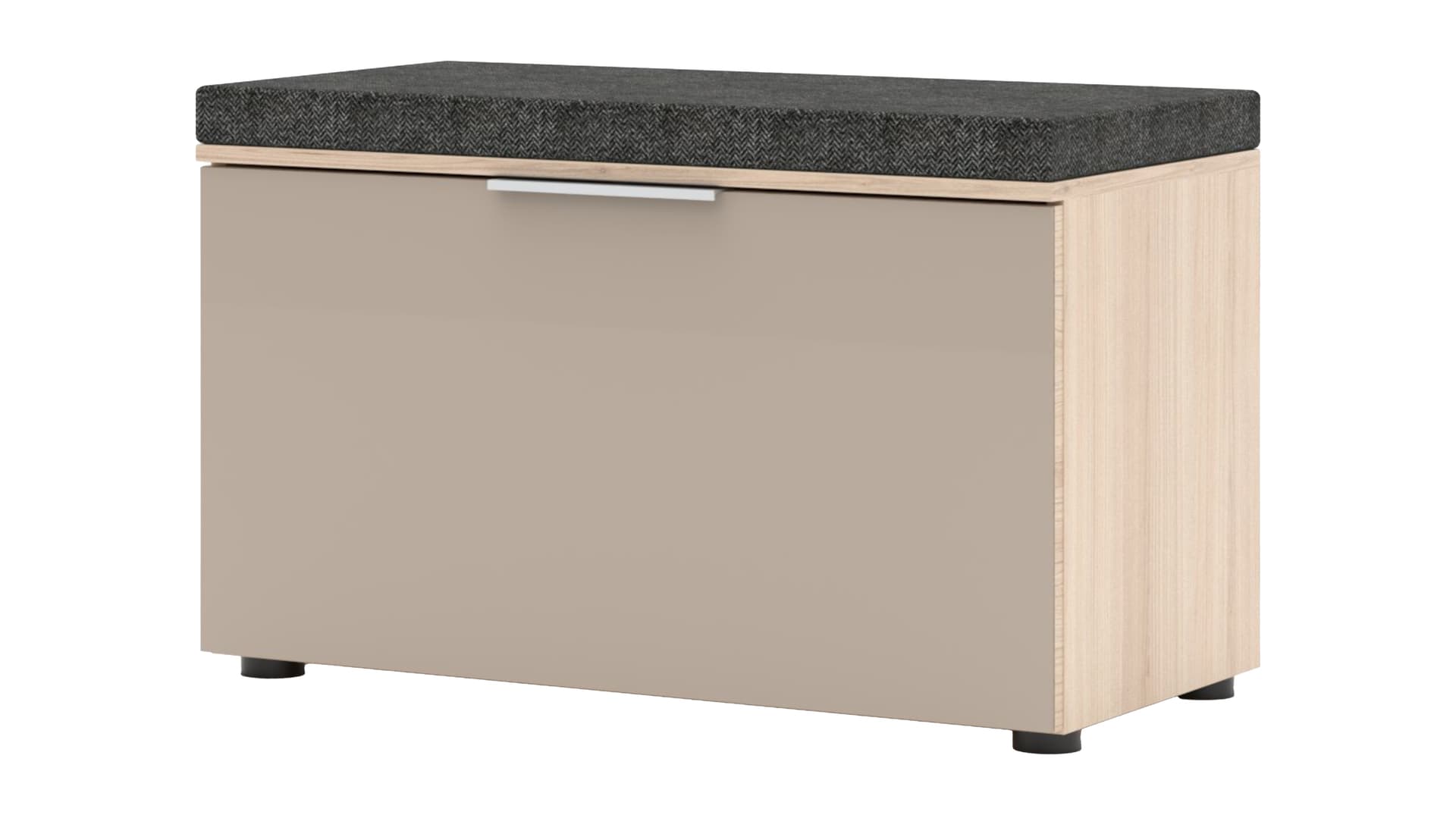 Garderobenbank beige Glasfront - Riva Eiche 80 cm - SANTORIN