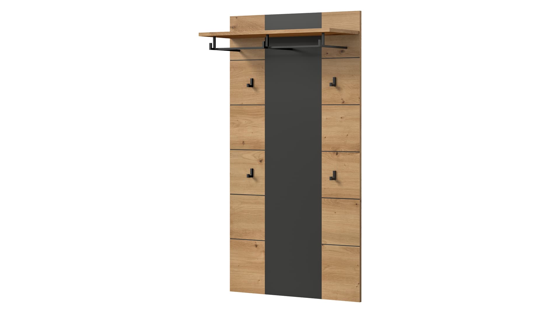 Wandgarderobe Paneel Artisan Eiche anthrazit 80 cm - CANU