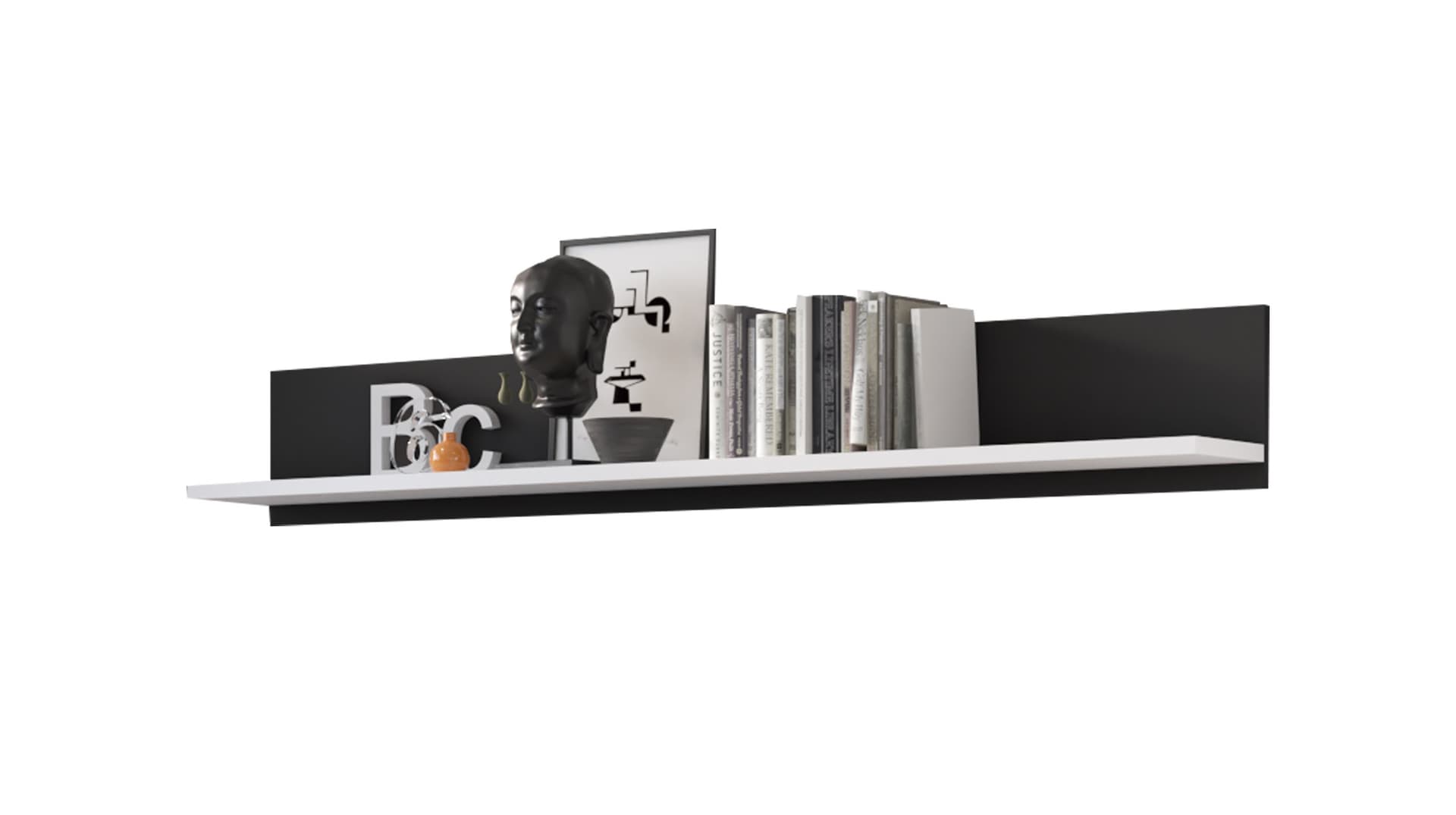 Wandboard alpinweiß - anthrazit 160 cm - CAMPANIA