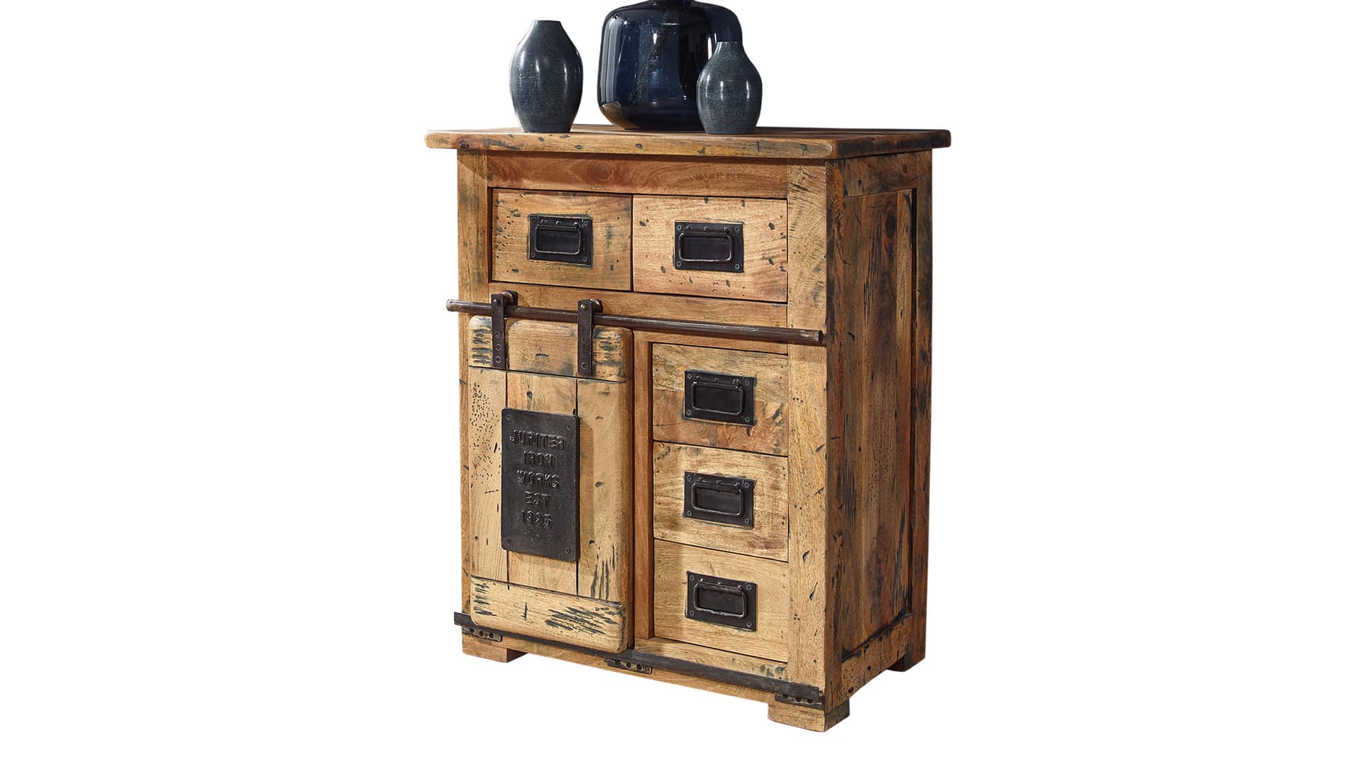 Sideboard mit 1 Rolltür Mango massiv 70 cm - EMANUEL
