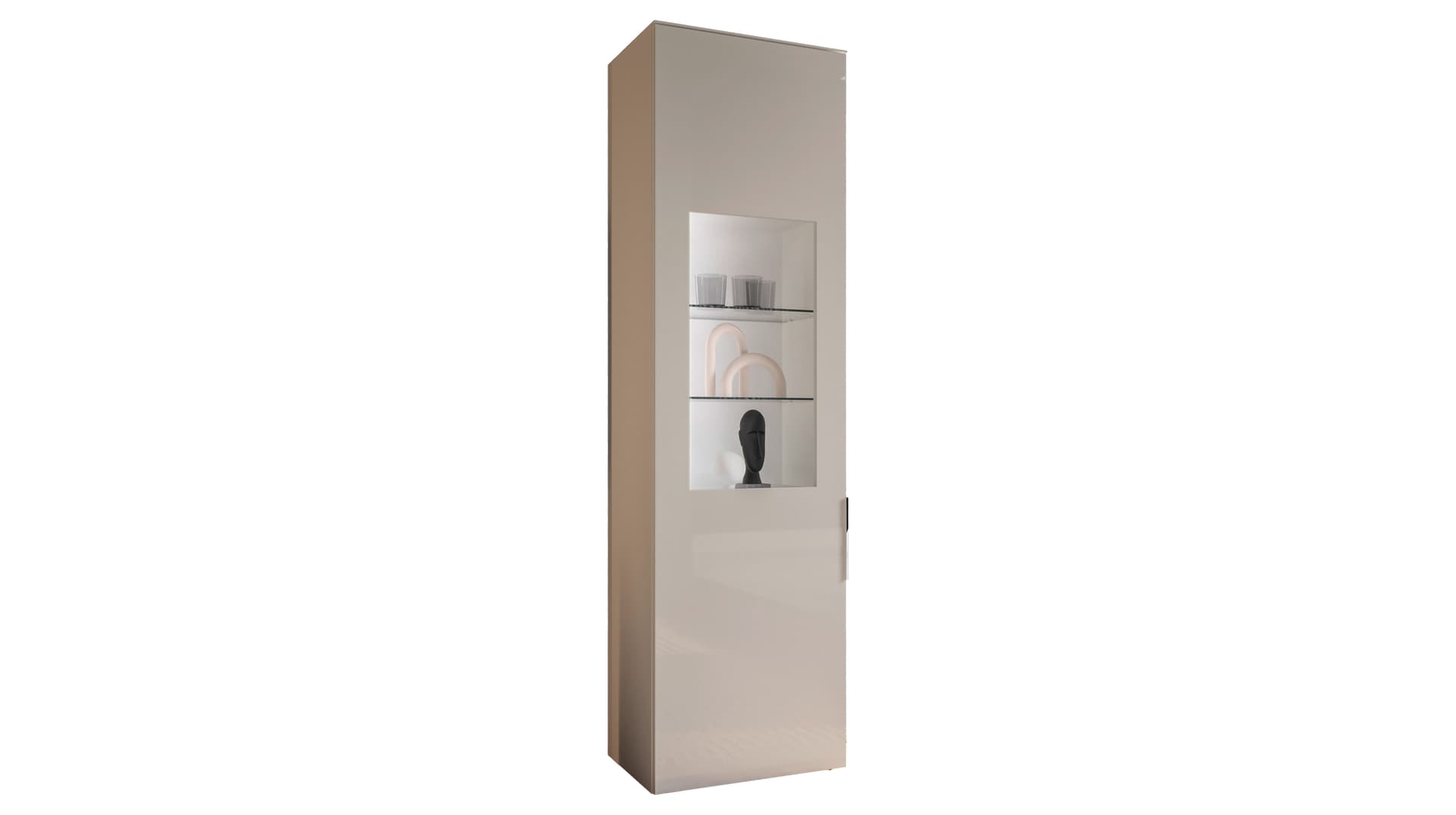 Vitrine mit Beleuchtung Beige-Kaschmir Glasfront - 64 cm - SANTORIN