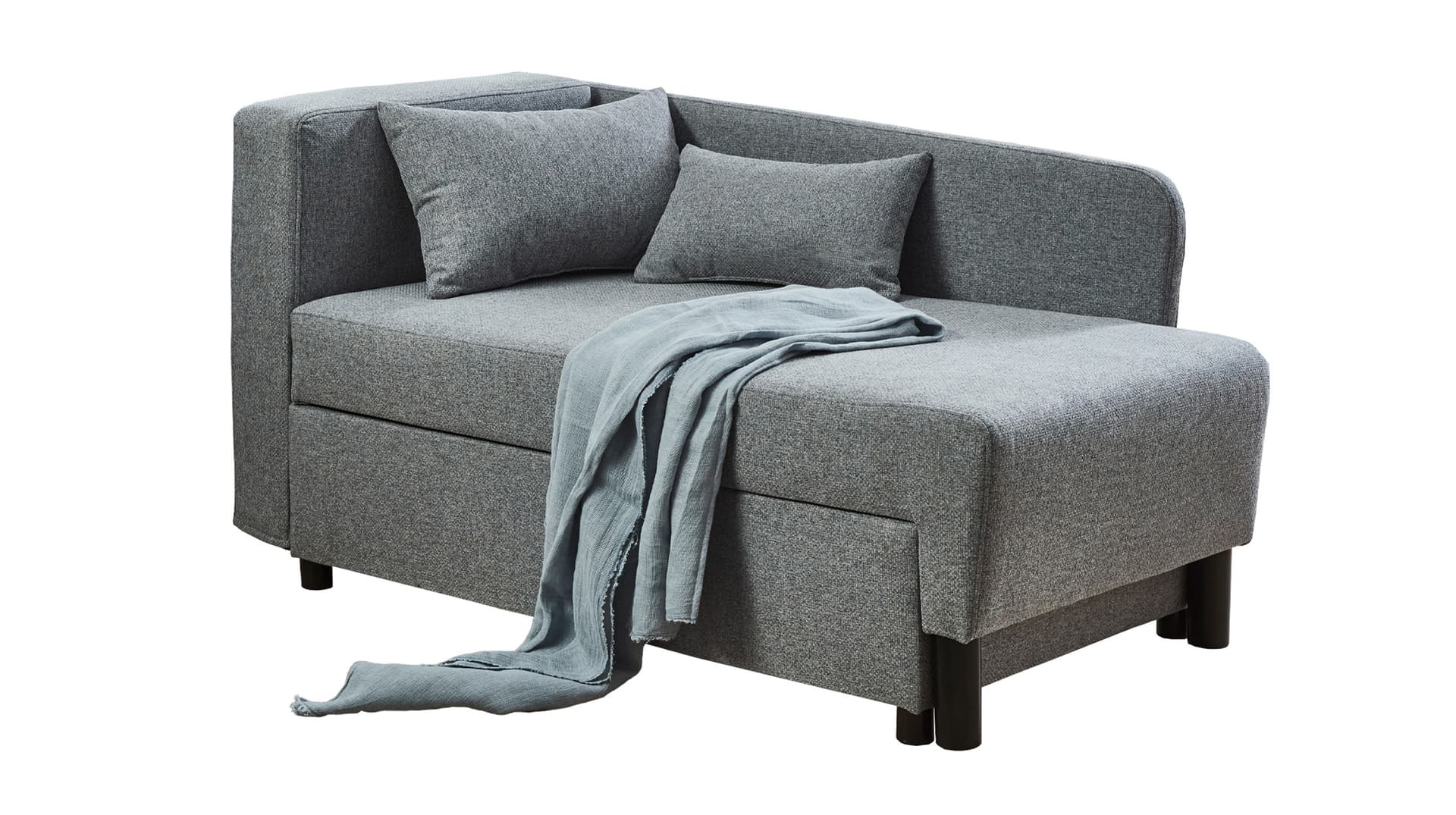 Einzelsofa 148 cm Recamiere grau Schlaffunktion - LÜBECK