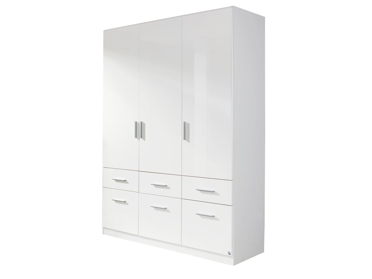Kleiderschrank weiß hochglanz - rauch - 136 cm - CELLE