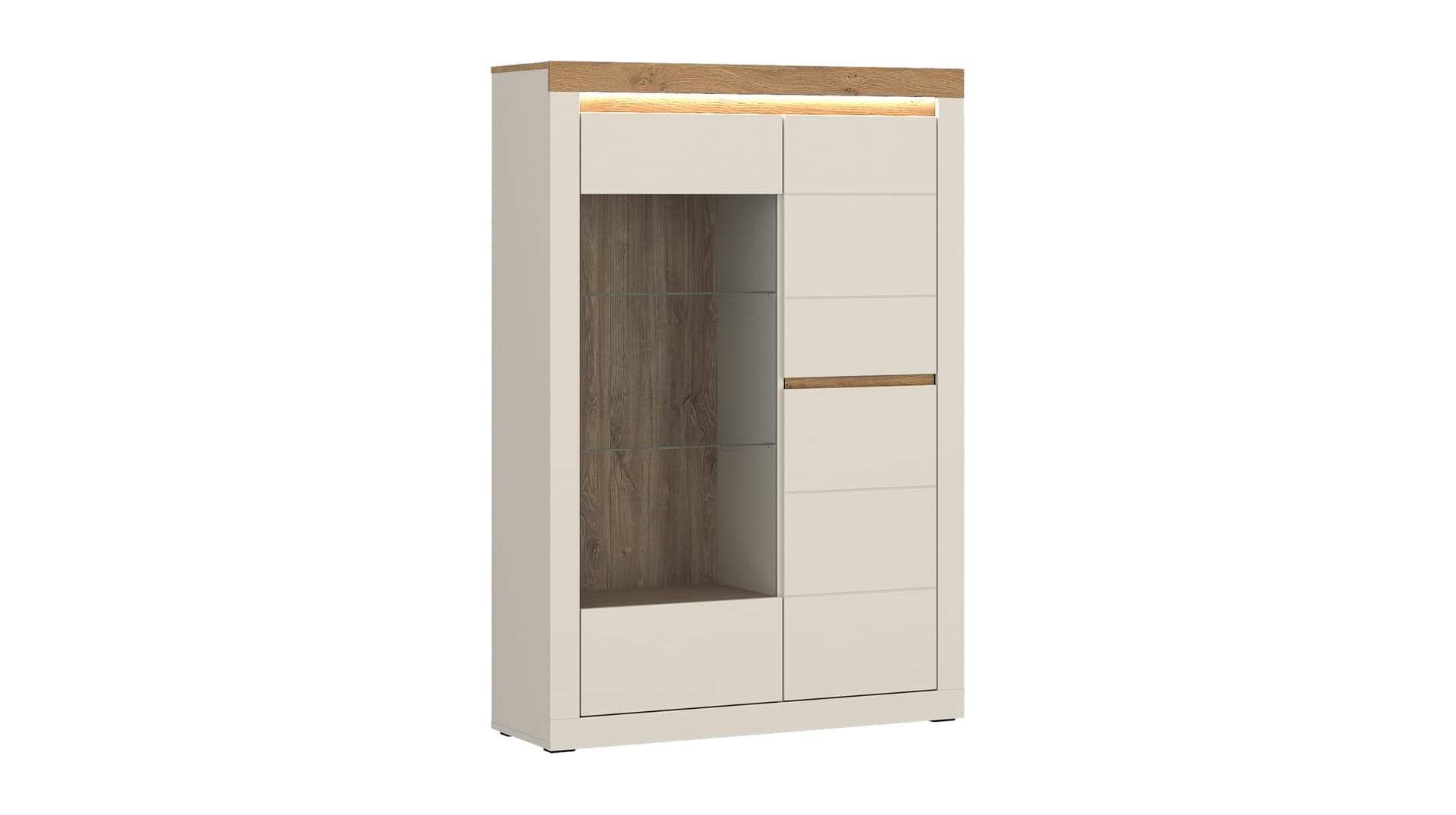 Vitrine mit Beleuchtung Beige-Kaschmir - Eiche - 104 cm - NAXXAR