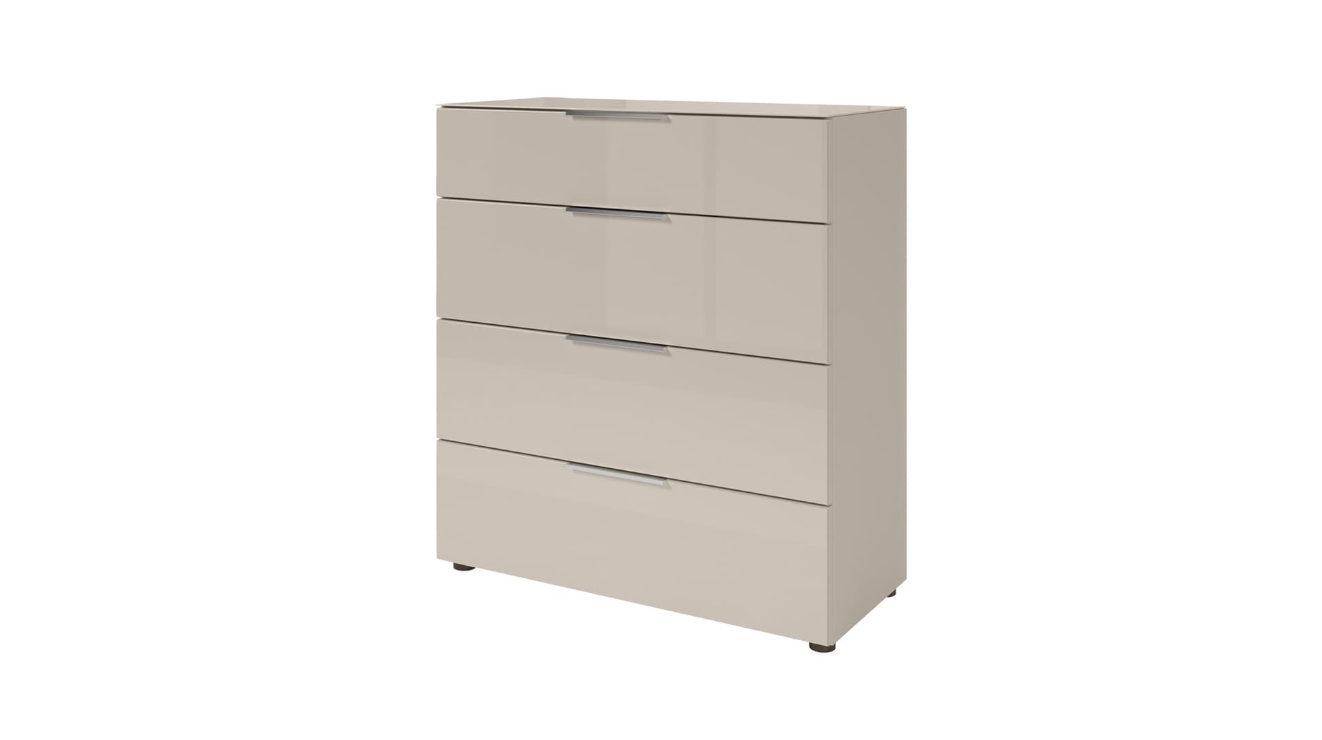 Kommode 4 Schubladen Beige-Kaschmir - Glas - 90 cm - SANTORIN