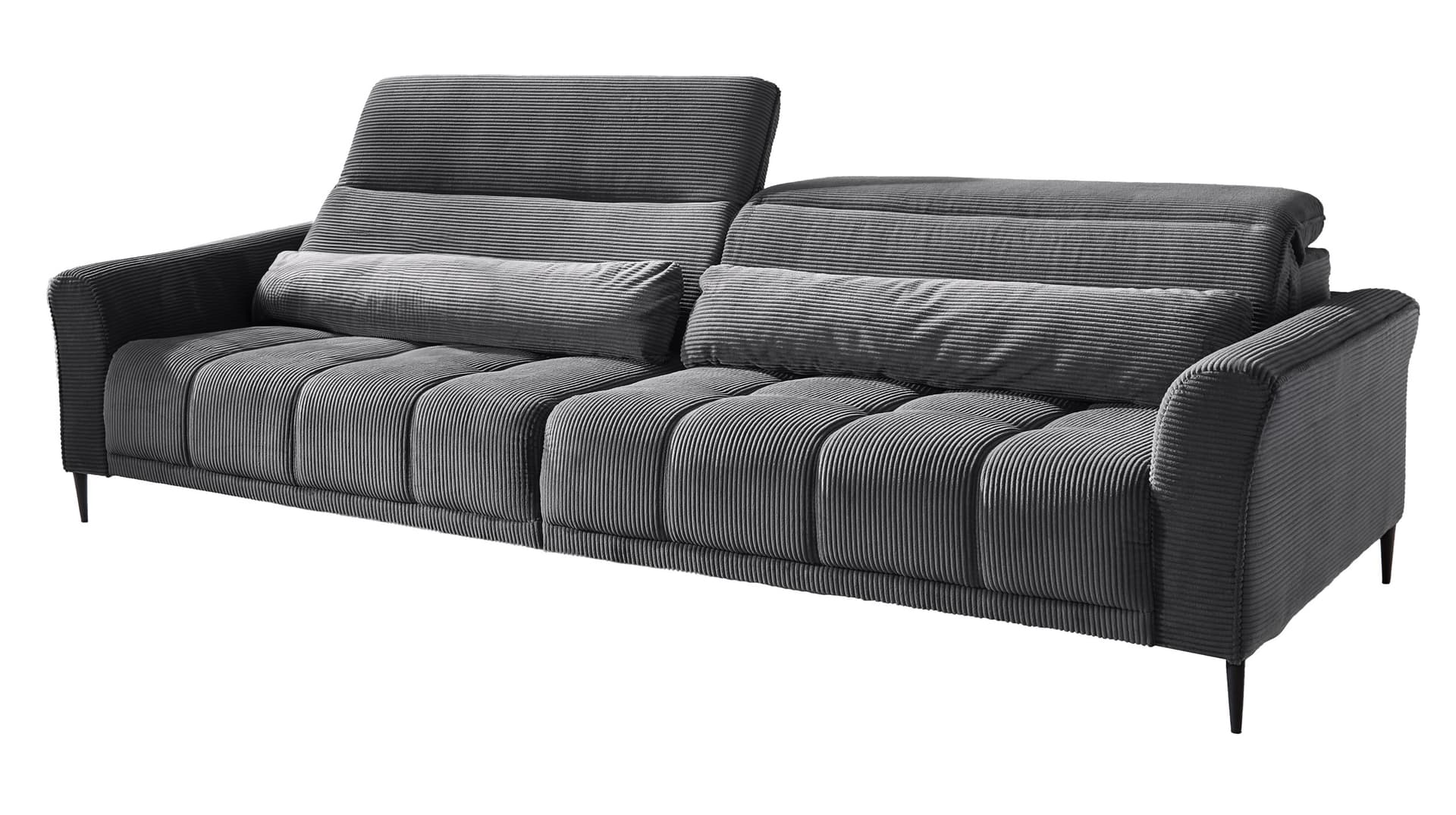Big Sofa Cord grau mit Nosagunterfederung 280 cm - LOGAN