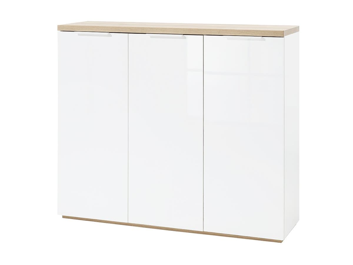 Kommode weiß hochglanz - Riviera Oak 120 cm - MUNDI