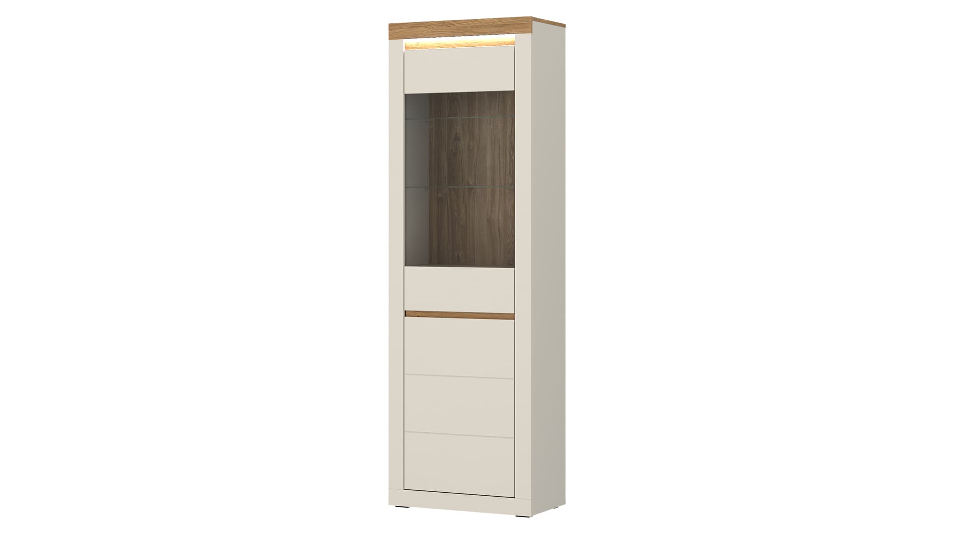 Vitrine mit Beleuchtung Beige-Kaschmir - Eiche - 64 cm - NAXXAR