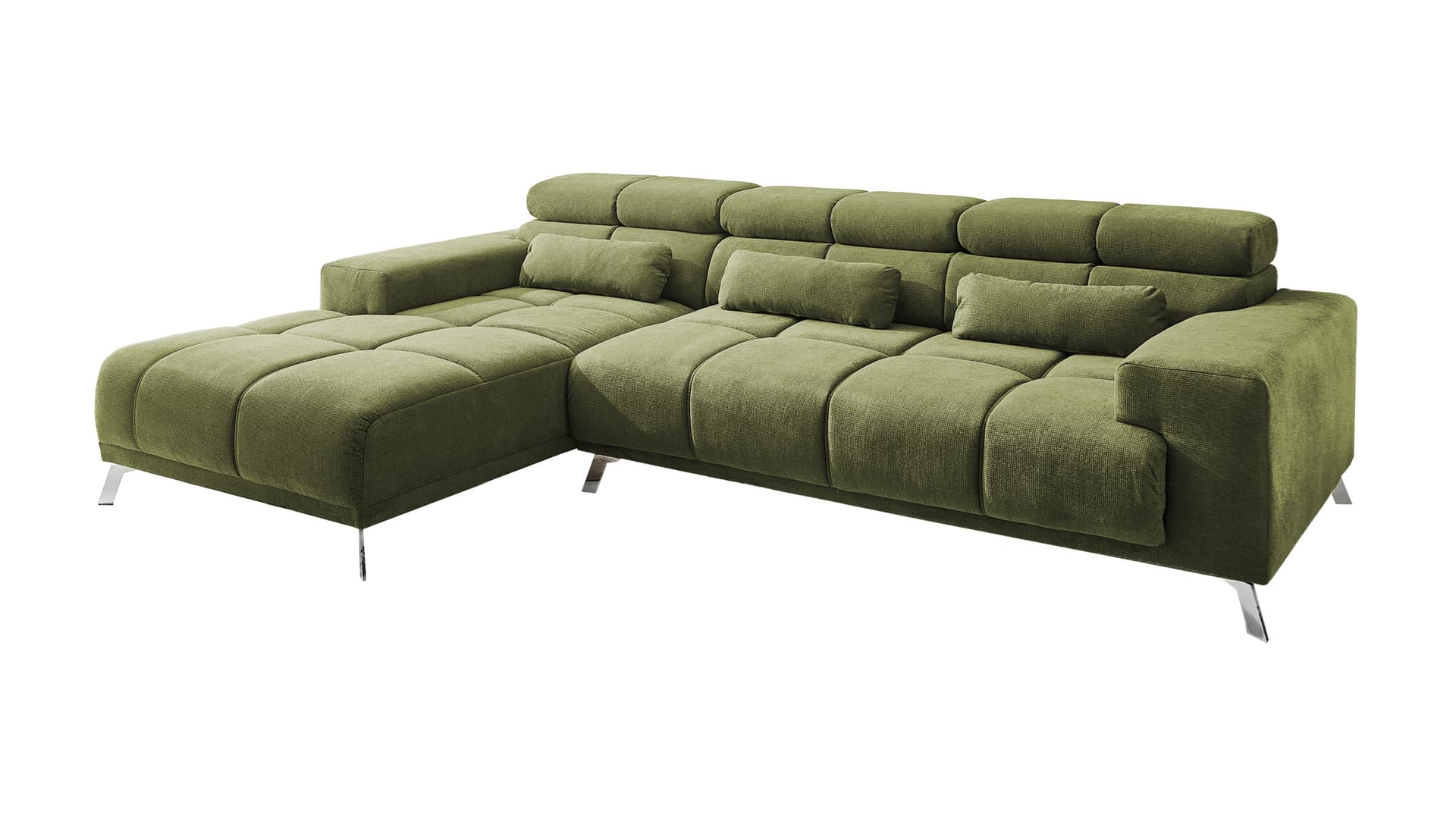 Ecksofa grün elektrisch ausfahrbar 285 cm - OT links - SPEED