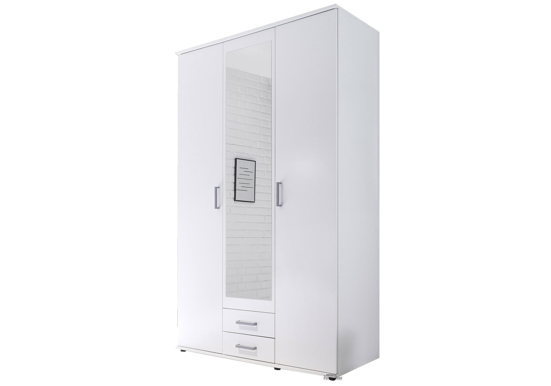 Kleiderschrank mit Spiegel - weiß - 120 cm - KARL