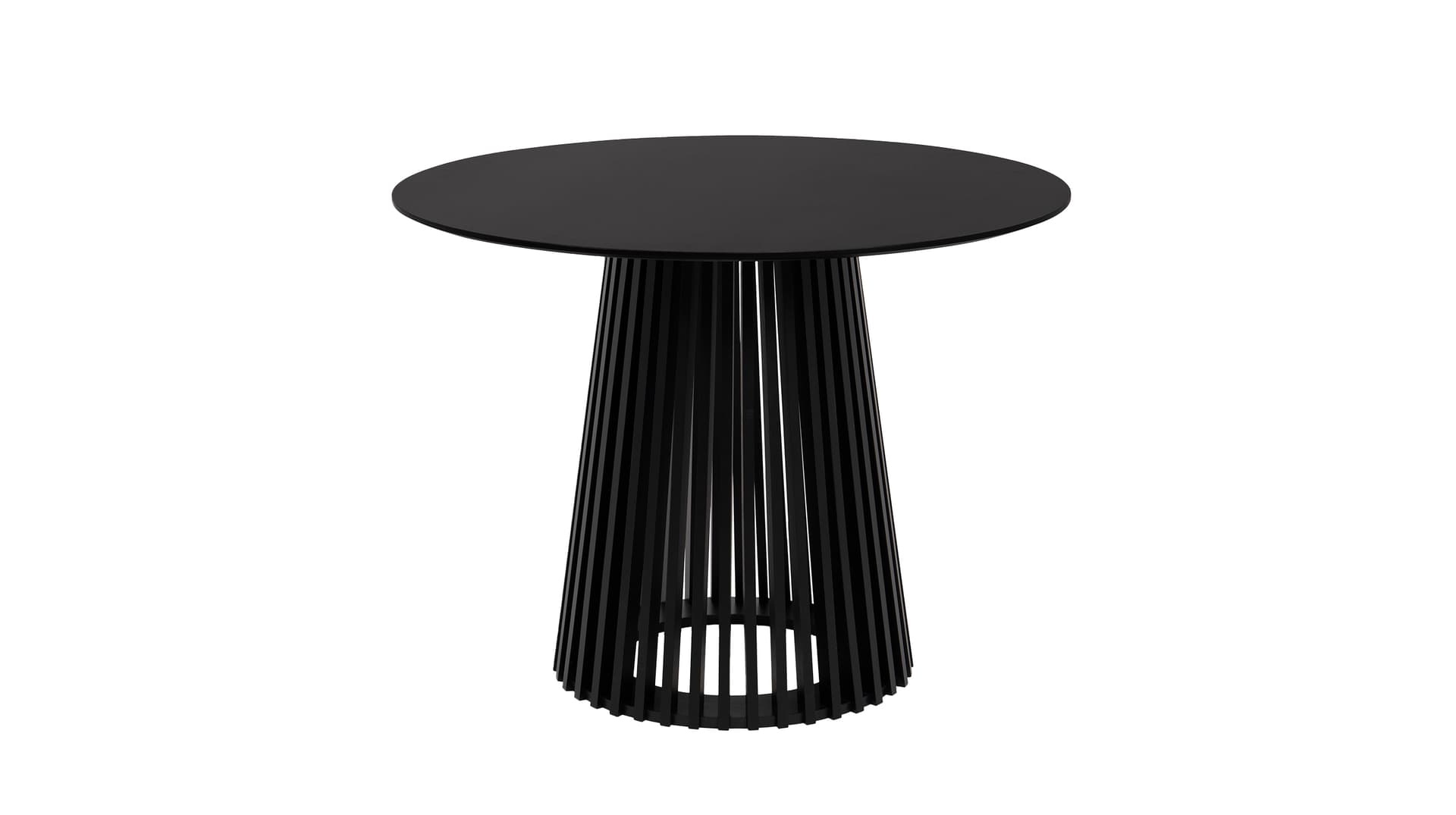 Esstisch rund 100 cm schwarz - Lamellen-Sockel - GARLE