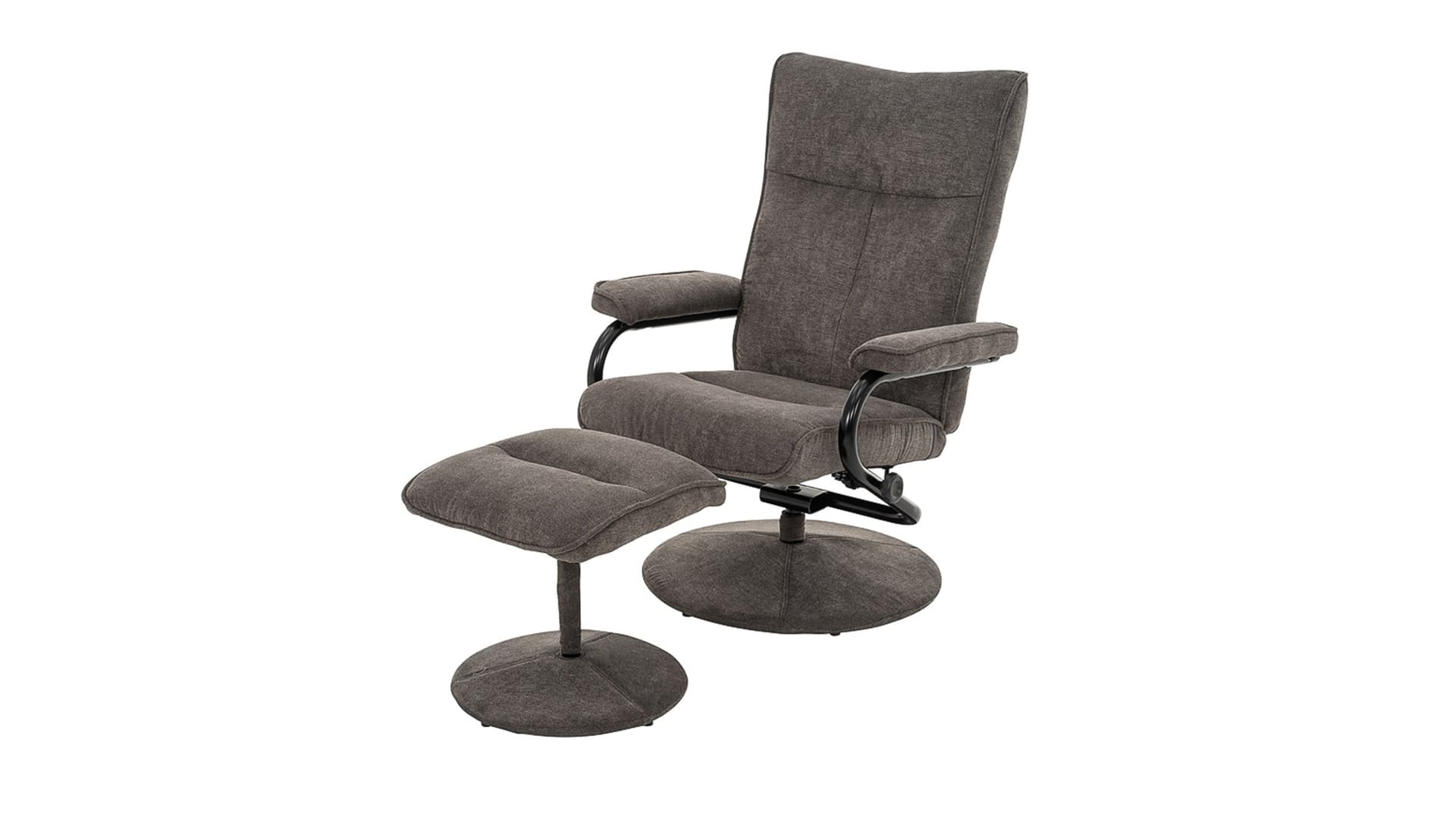 Relaxsessel mit Hocker grau Microfaser - drehbar - MORENA