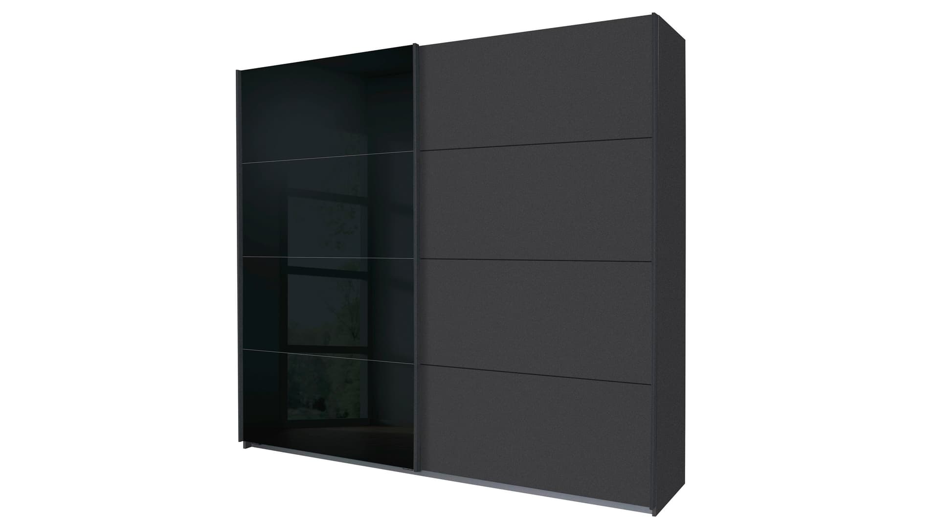 Schwebetürenschrank grau Glas 226 cm 2-türig - rauch - QUADRA