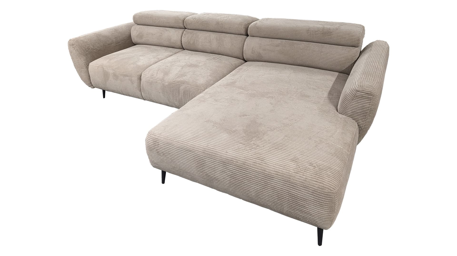 Ecksofa Cord beige elektrisch ausfahrbar 277 cm - OT- rechts - ALISSON