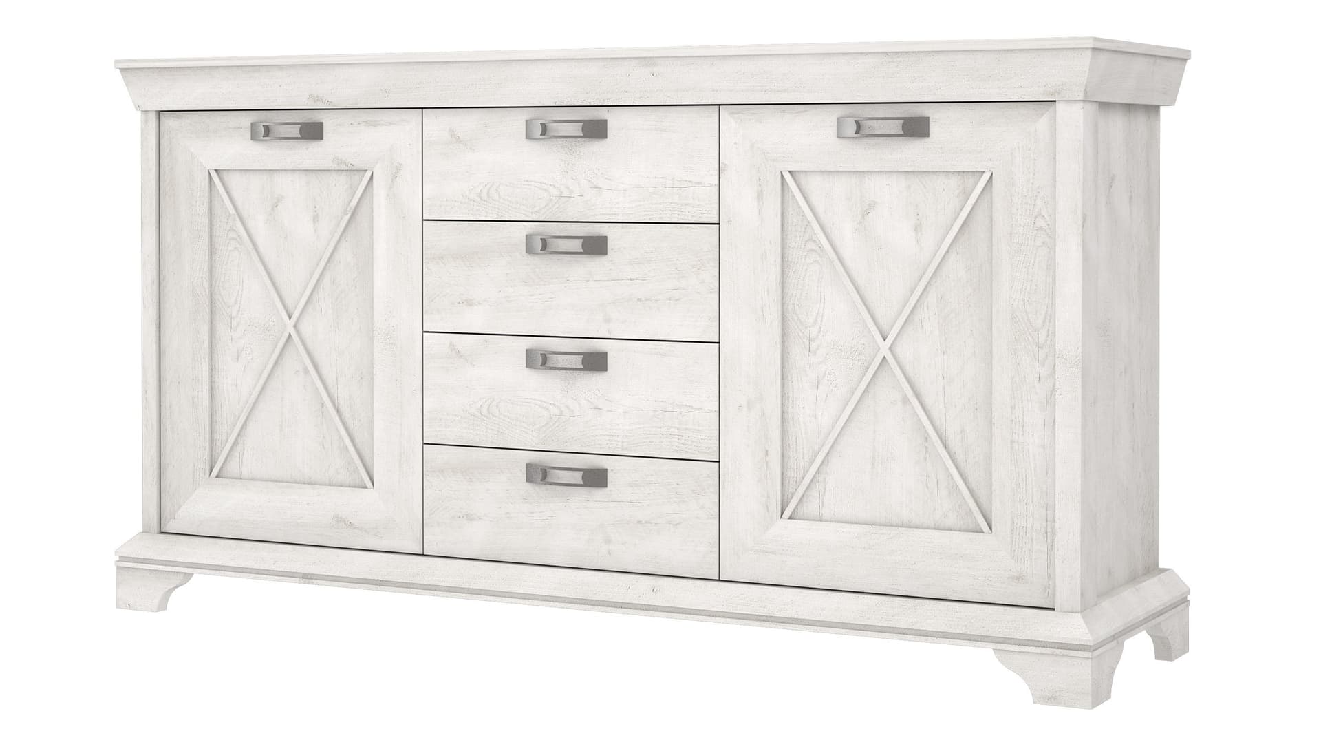 Sideboard mit 4 Schubladen Pinie weiß 178 cm - KASHMIR