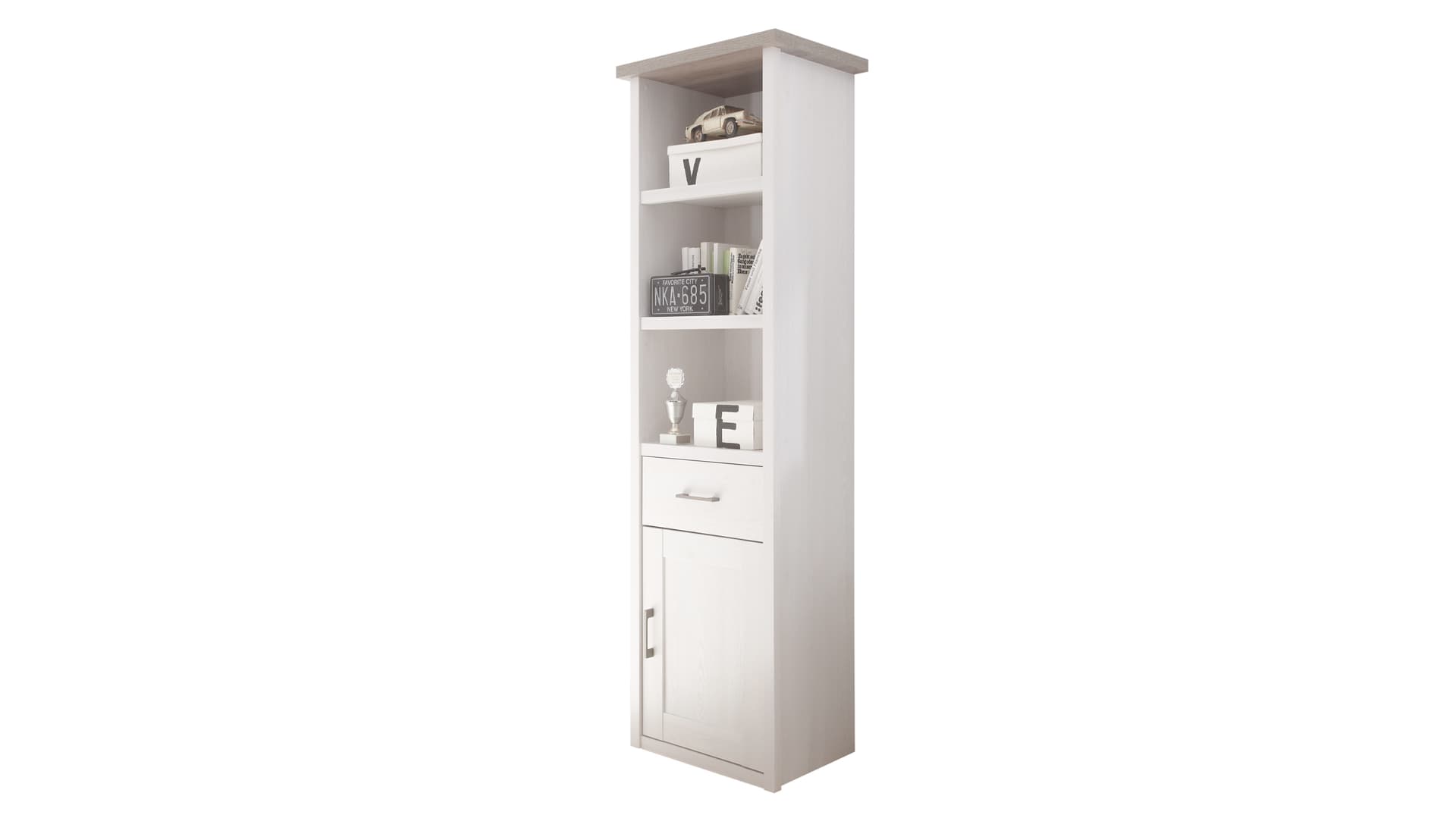 Standregal 54 cm Pinie weiß mit 1 Schublade - LUCA