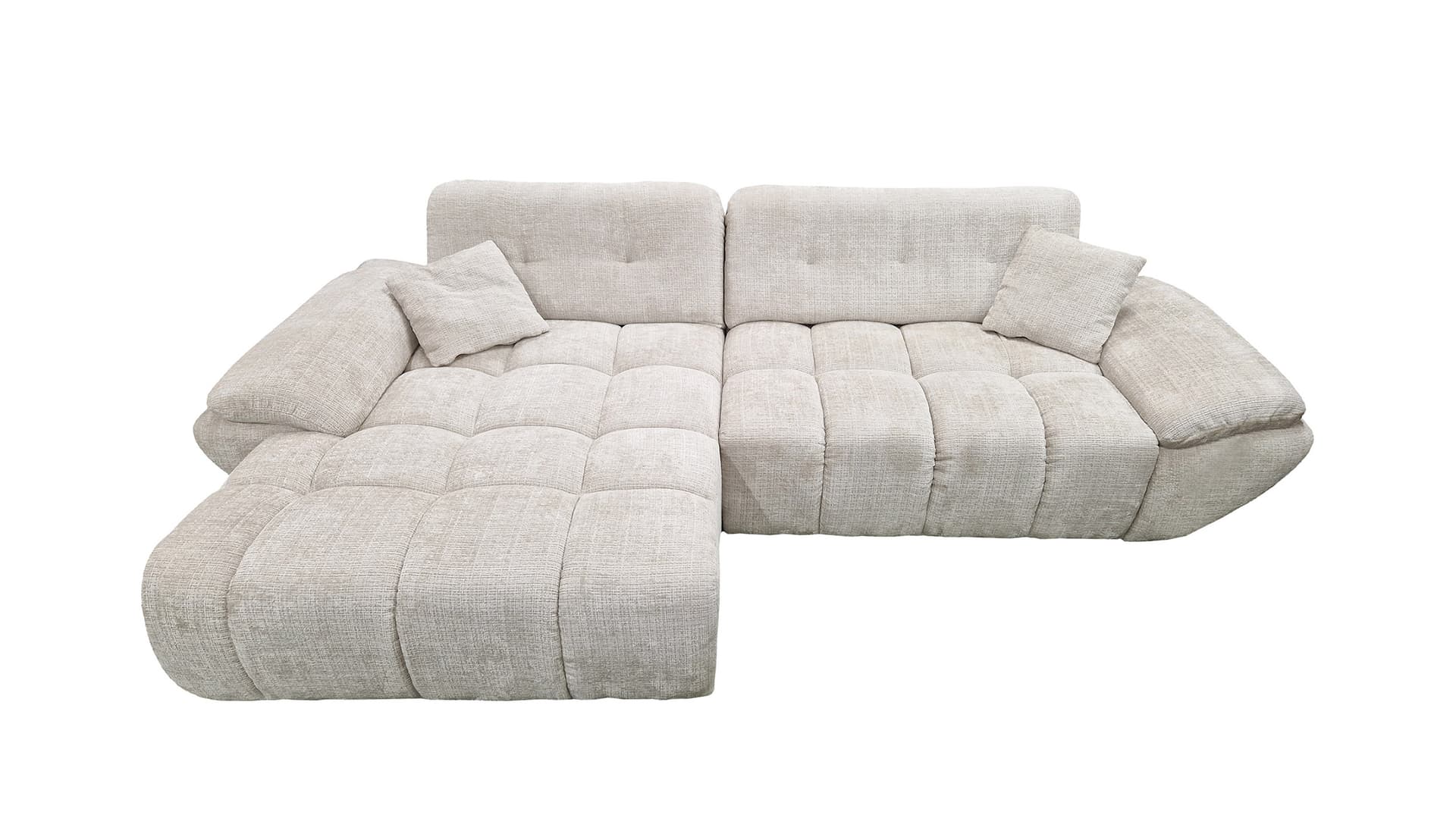 Ecksofa creme elektrisch ausfahrbar 308 cm - OT links - HUGO