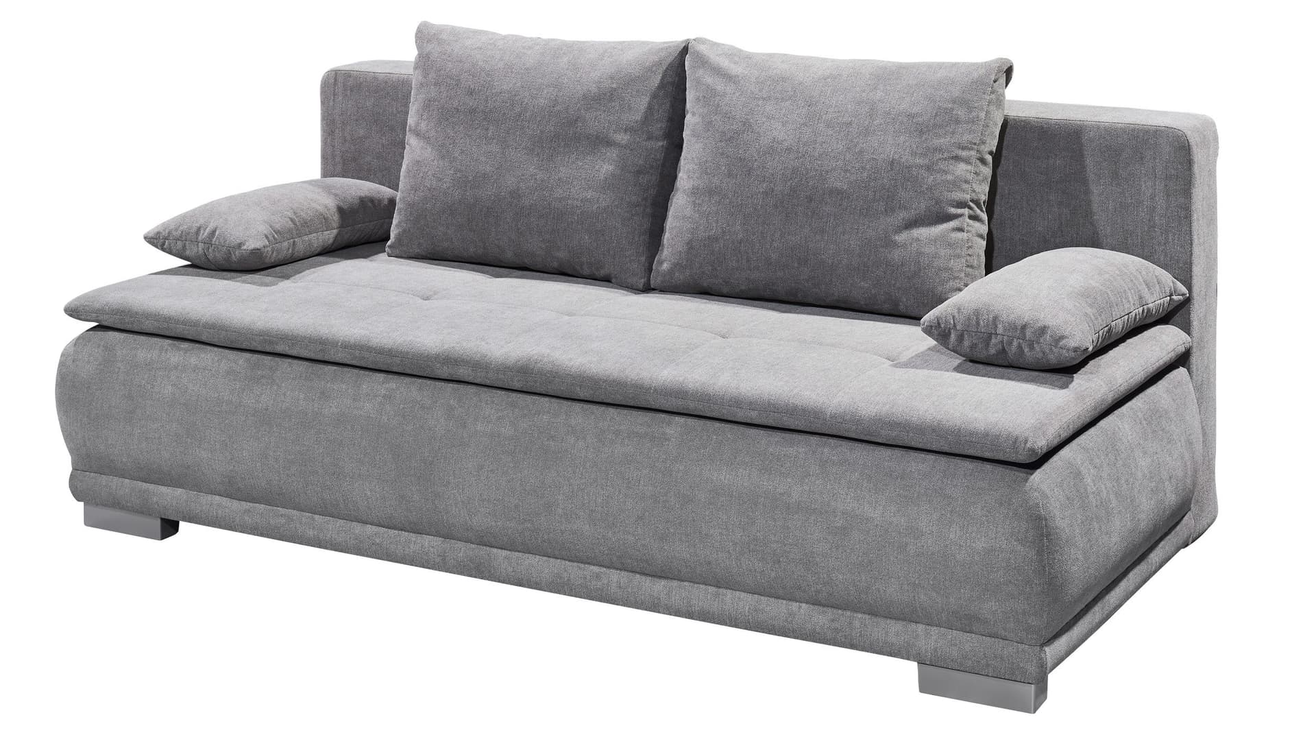 Schlafsofa grau mit Bettkasten Federkern 208 cm - LUIGI
