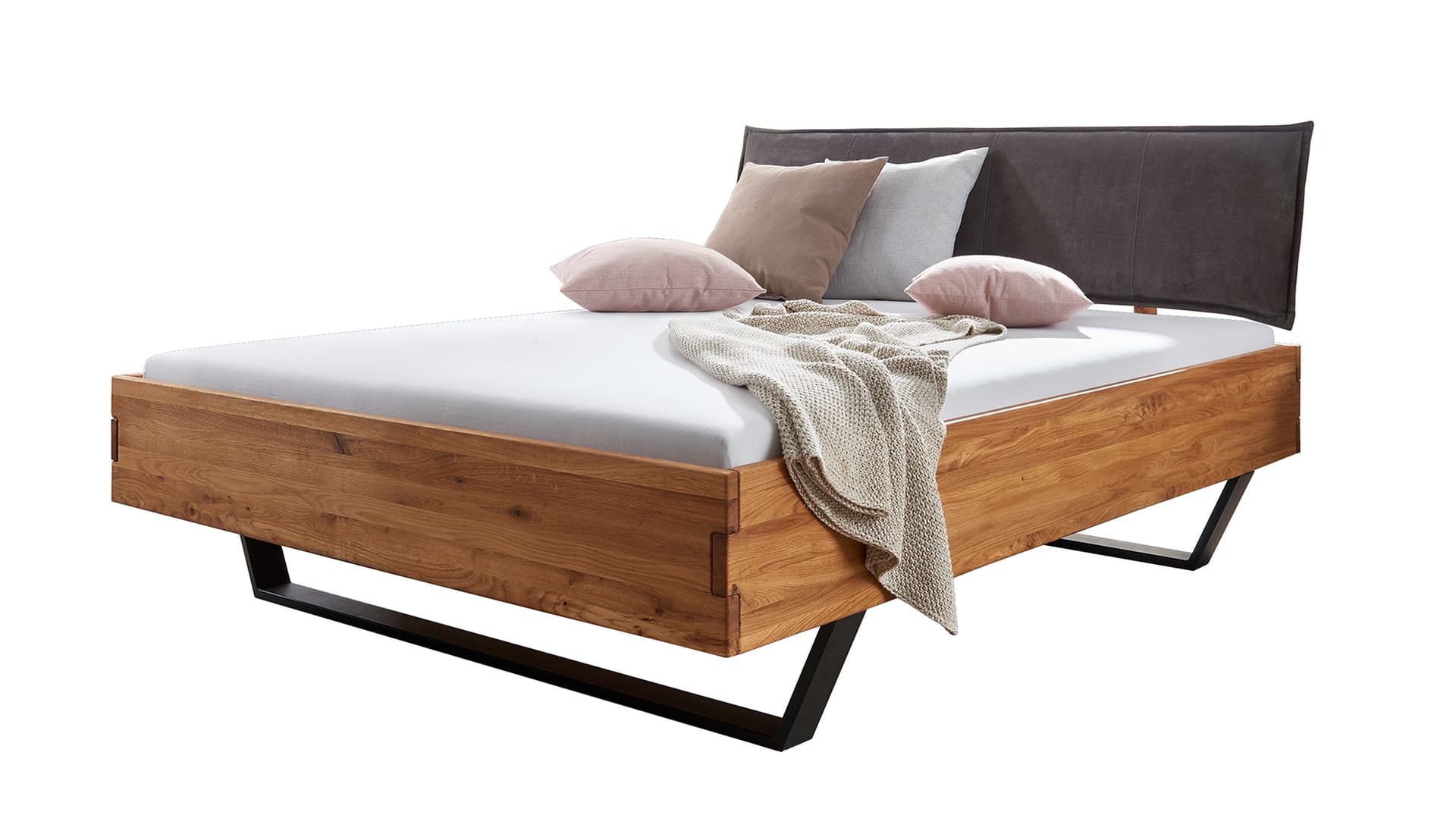 Massivholzbett 140 cm in Wildeiche geölt - AMIRA