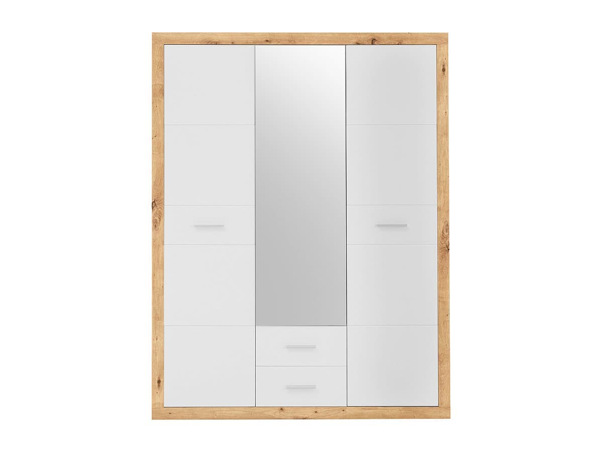 Kleiderschrank mit Spiegel - Artisan Eiche - weiß - 151 cm - STONE