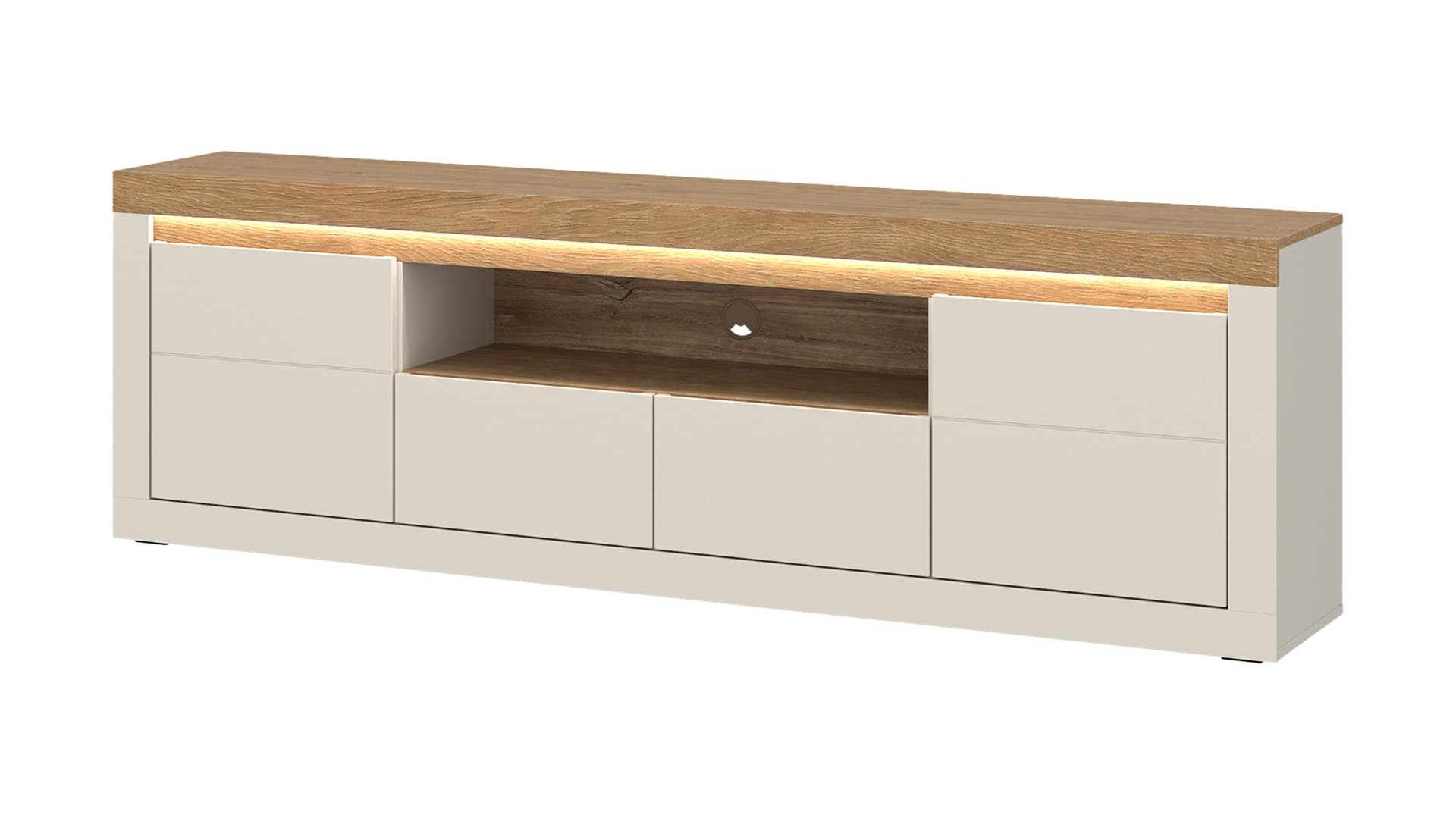 TV-Lowboard mit Beleuchtung Beige-Kaschmir - Eiche - 194 cm - NAXXAR