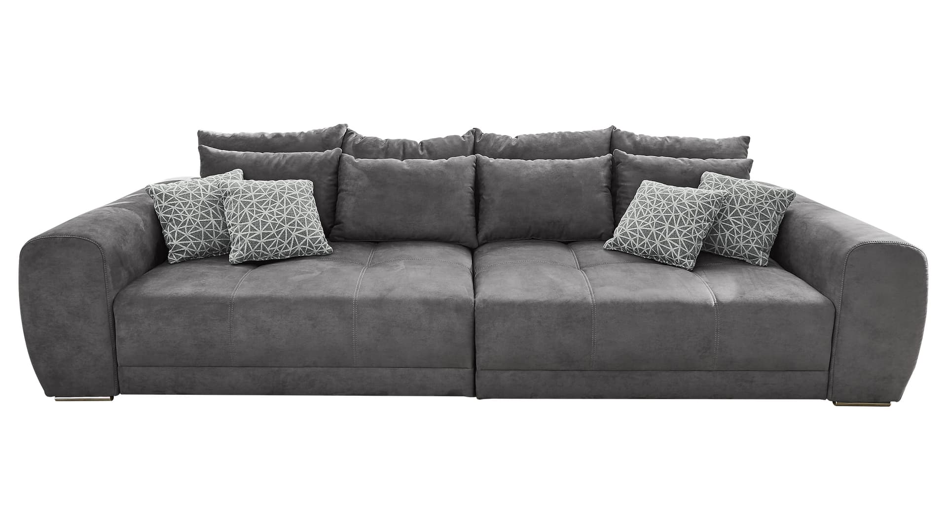 Big Sofa mit Federkern grau 306 x 134 cm - MOLDAU