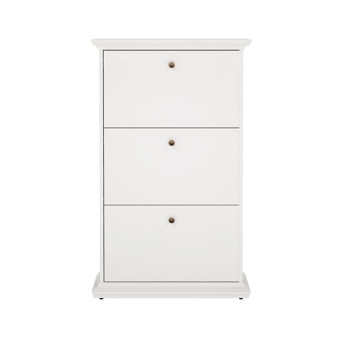 Venedig Schuhschrank mit 3 Klappen in weiß.