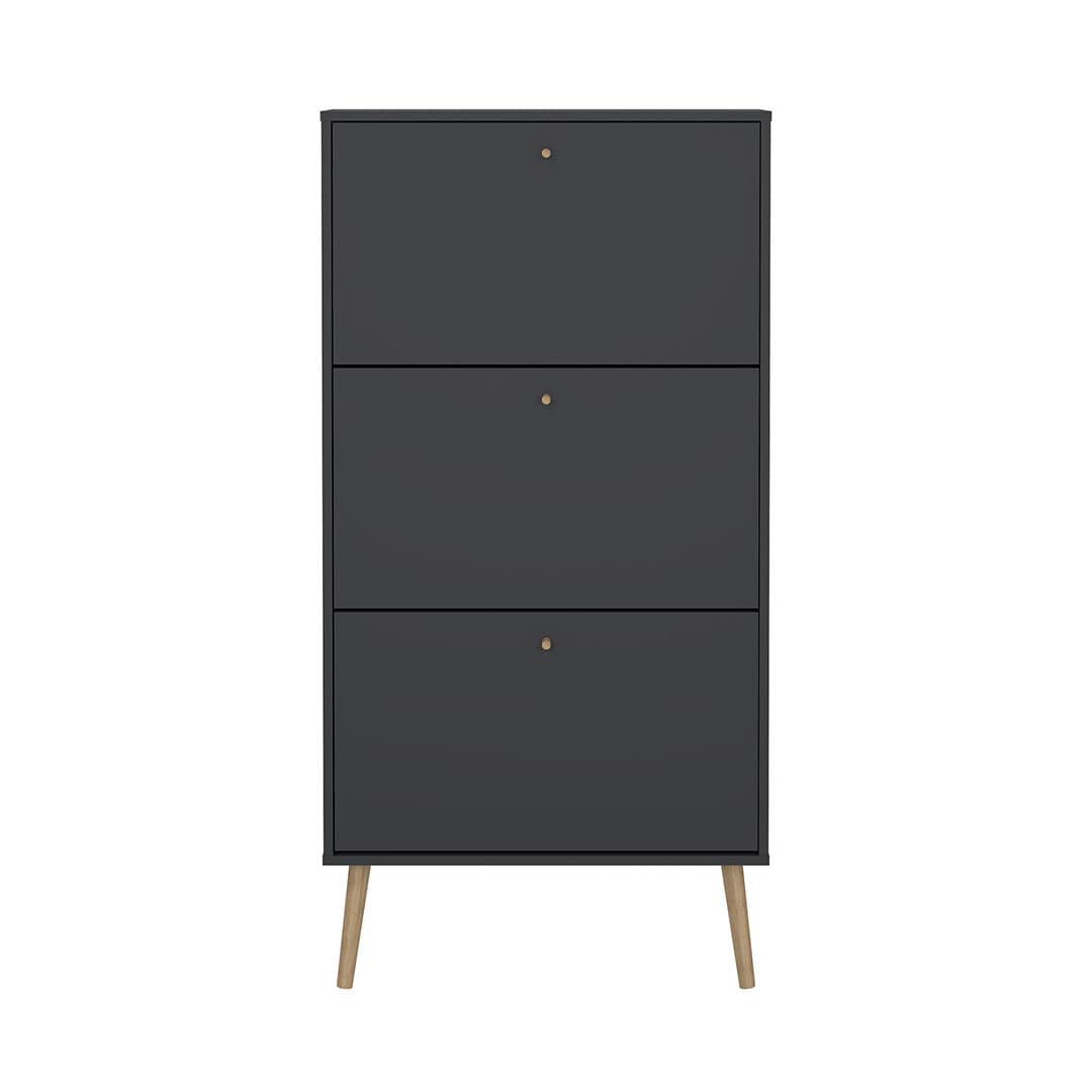Bodo Schuhschrank 3 Klapptüren matte grau.