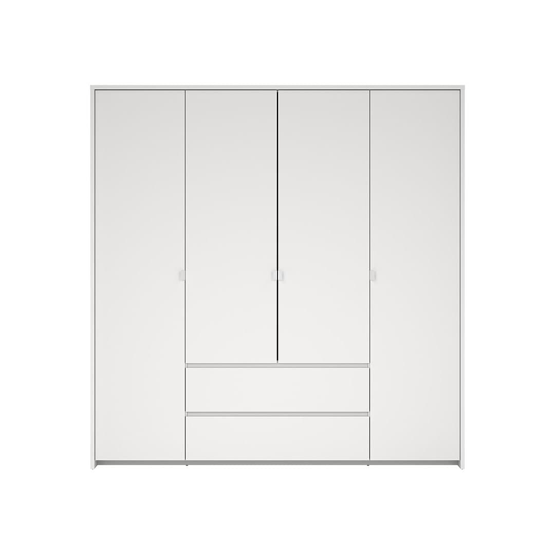 Next Kleiderschrank 4 Türen 2 Schubladen 197x200cm weiß.