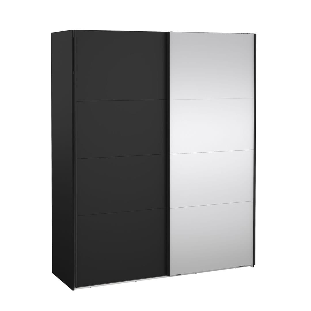 Catania Schiebetürenschrank 2 Türen 180x220cm matt schwarz.